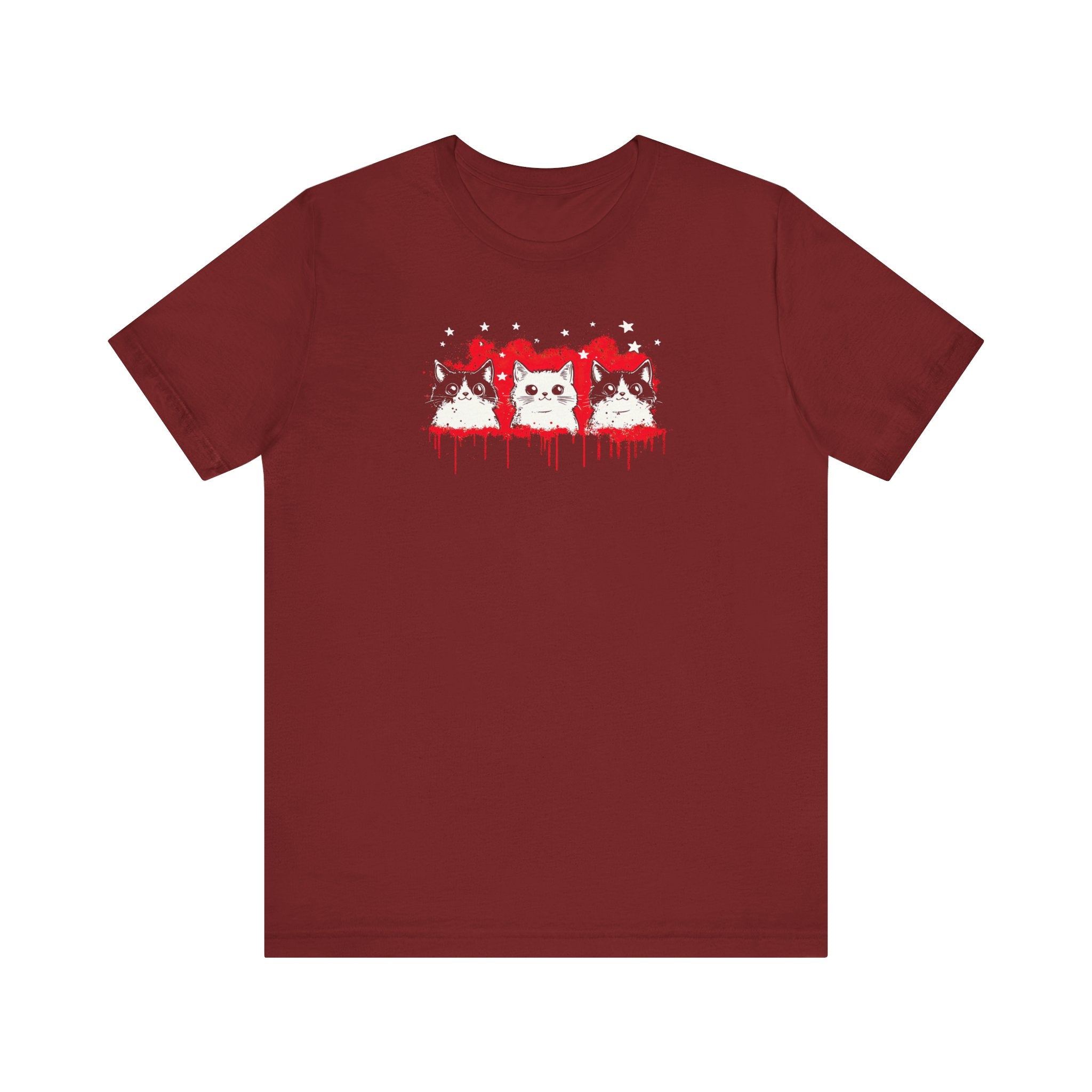 Triple Cat Drip Graphic Tee – Cool Cats in Stars and Stripes Shirt
