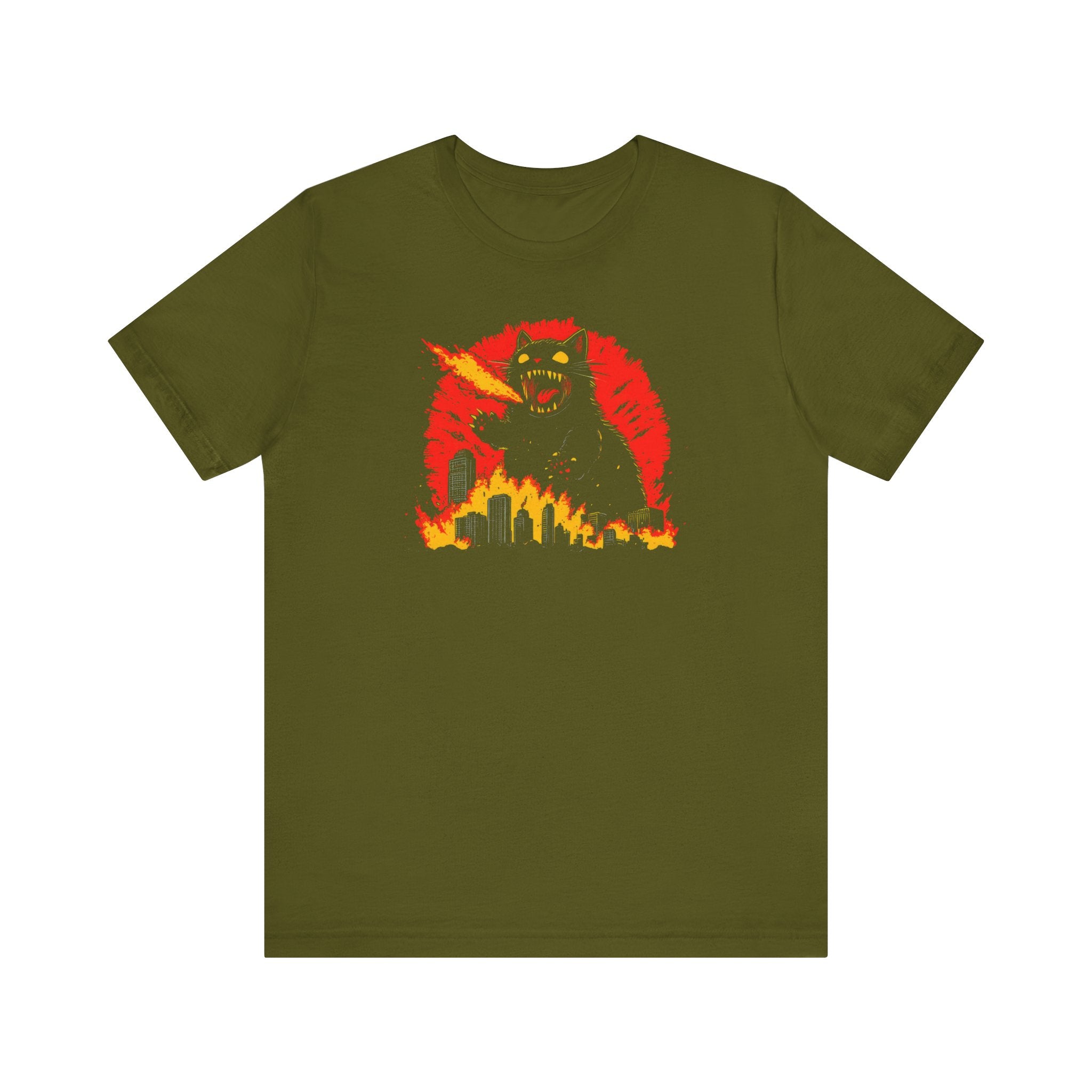 Catzilla Firestorm T-Shirt Fierce Cat Flame Attack Design