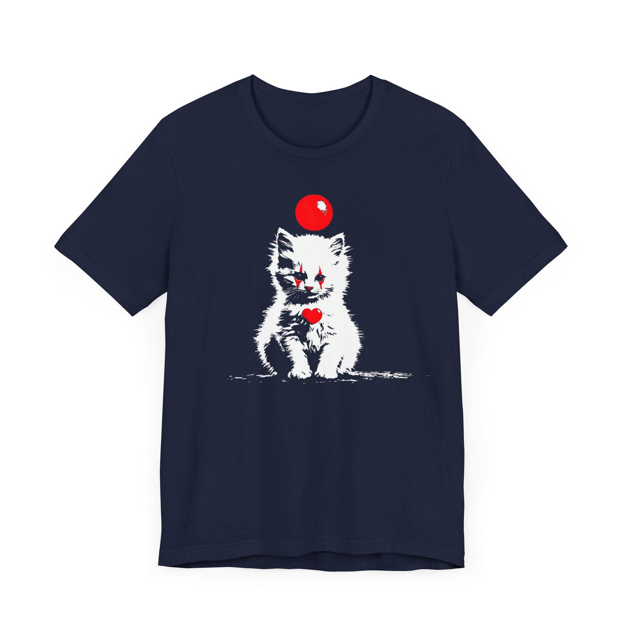 Creepy Clown Cat T-Shirt Playful and Spooky Design