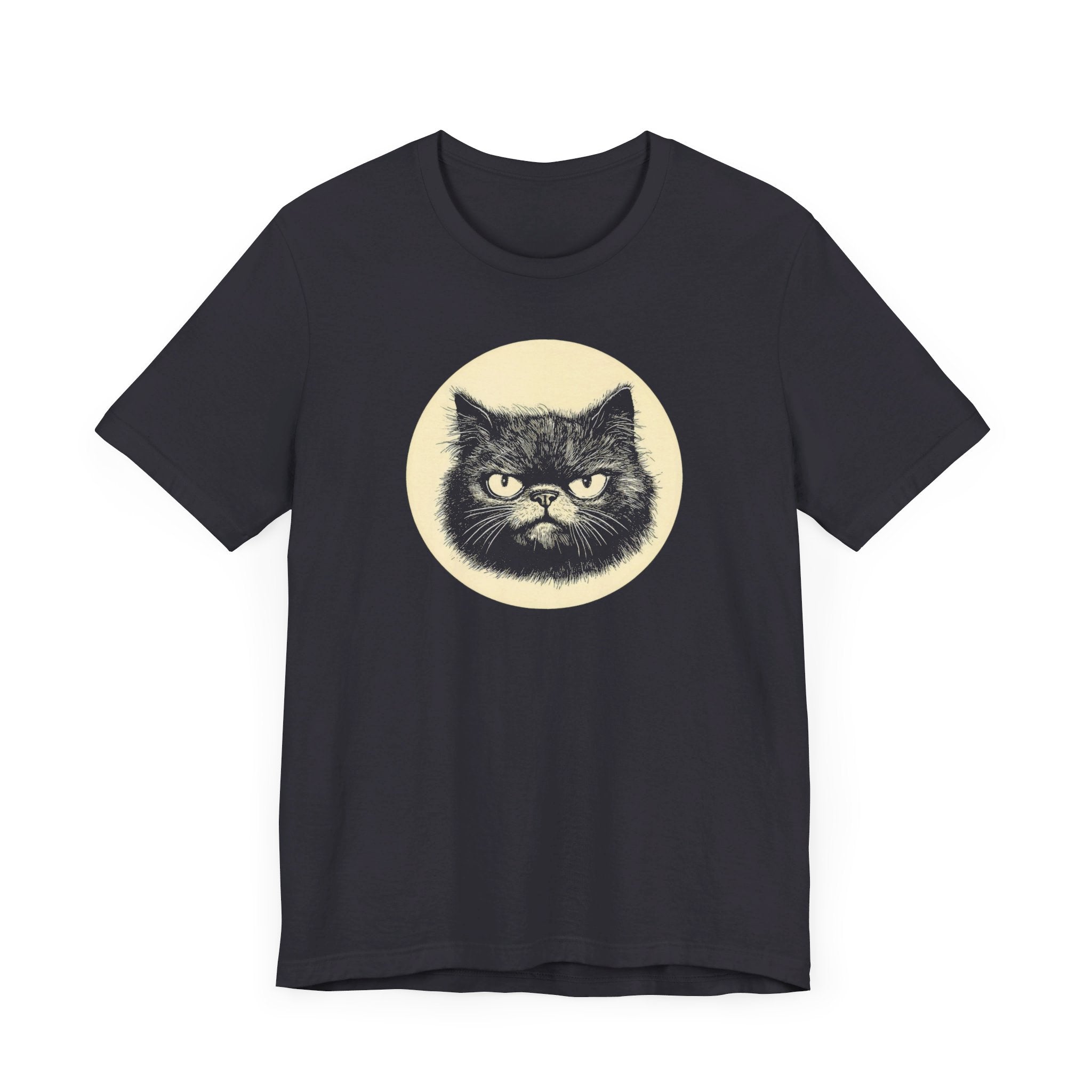 Grumpy Black Cat Graphic Tee – Vintage Style Cat Lover Shirt