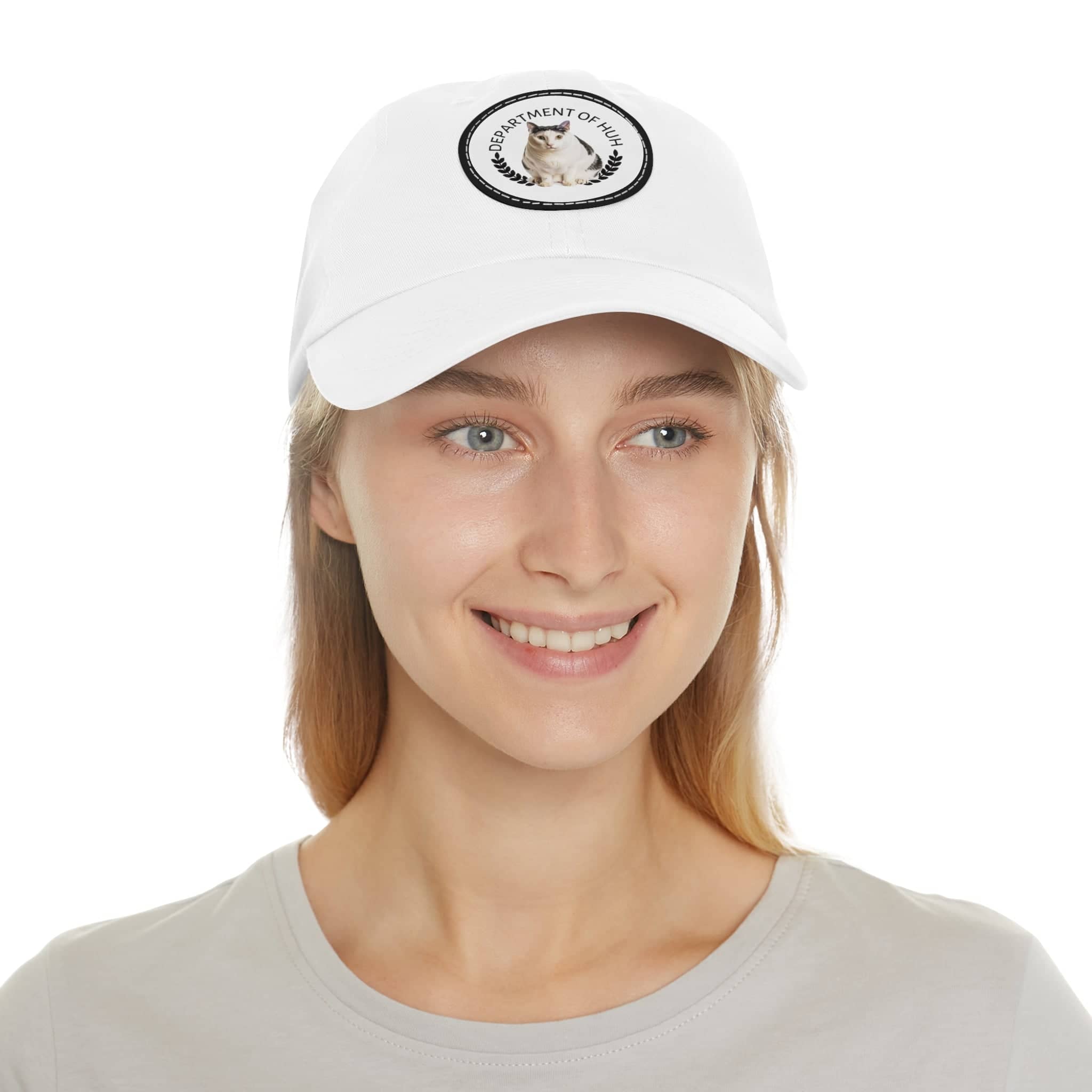 Department of HUH Cat Dad Hat with Leather Patch (Round)