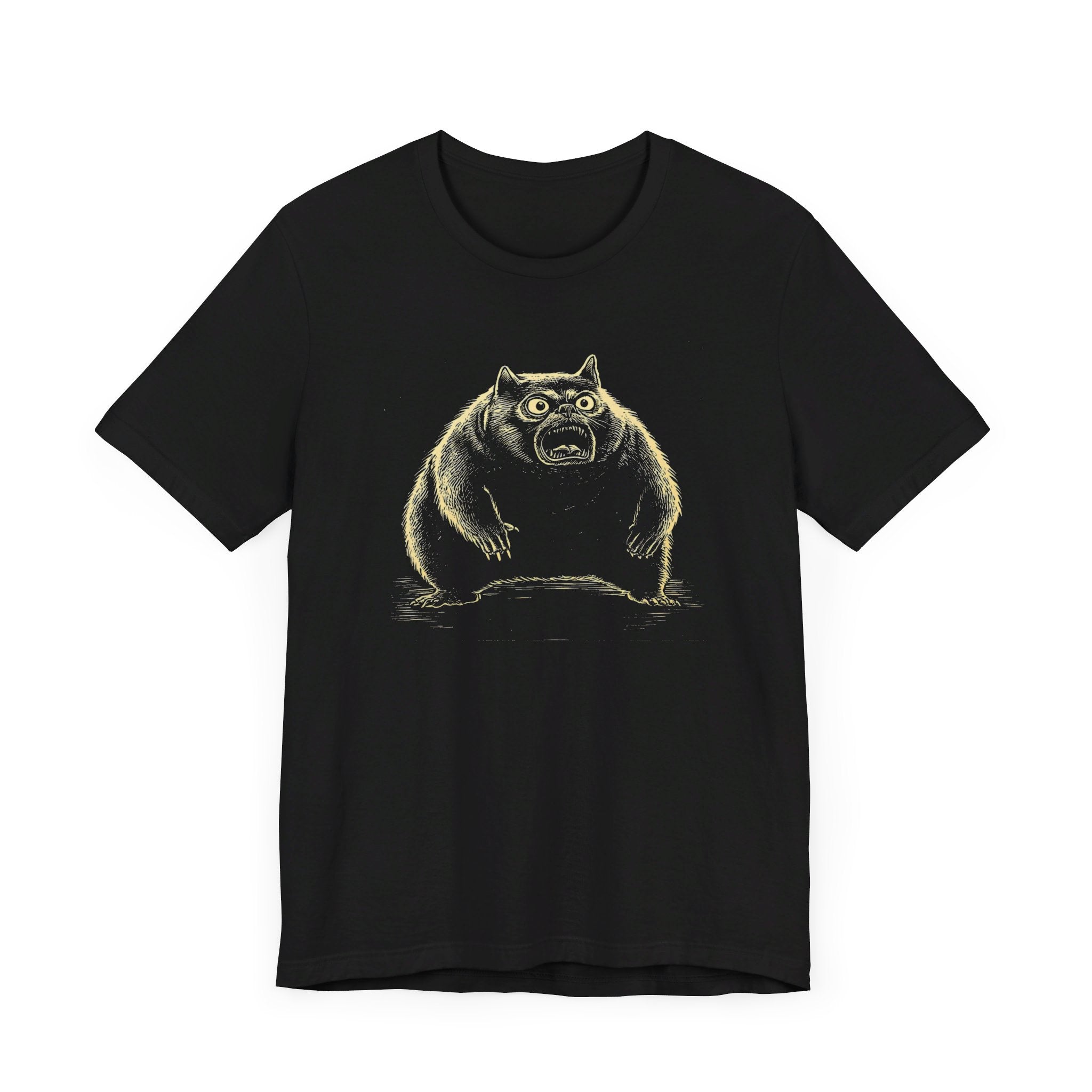 Quirky Angry Cat Illustration T-Shirt – Funny Cat Lover Tee