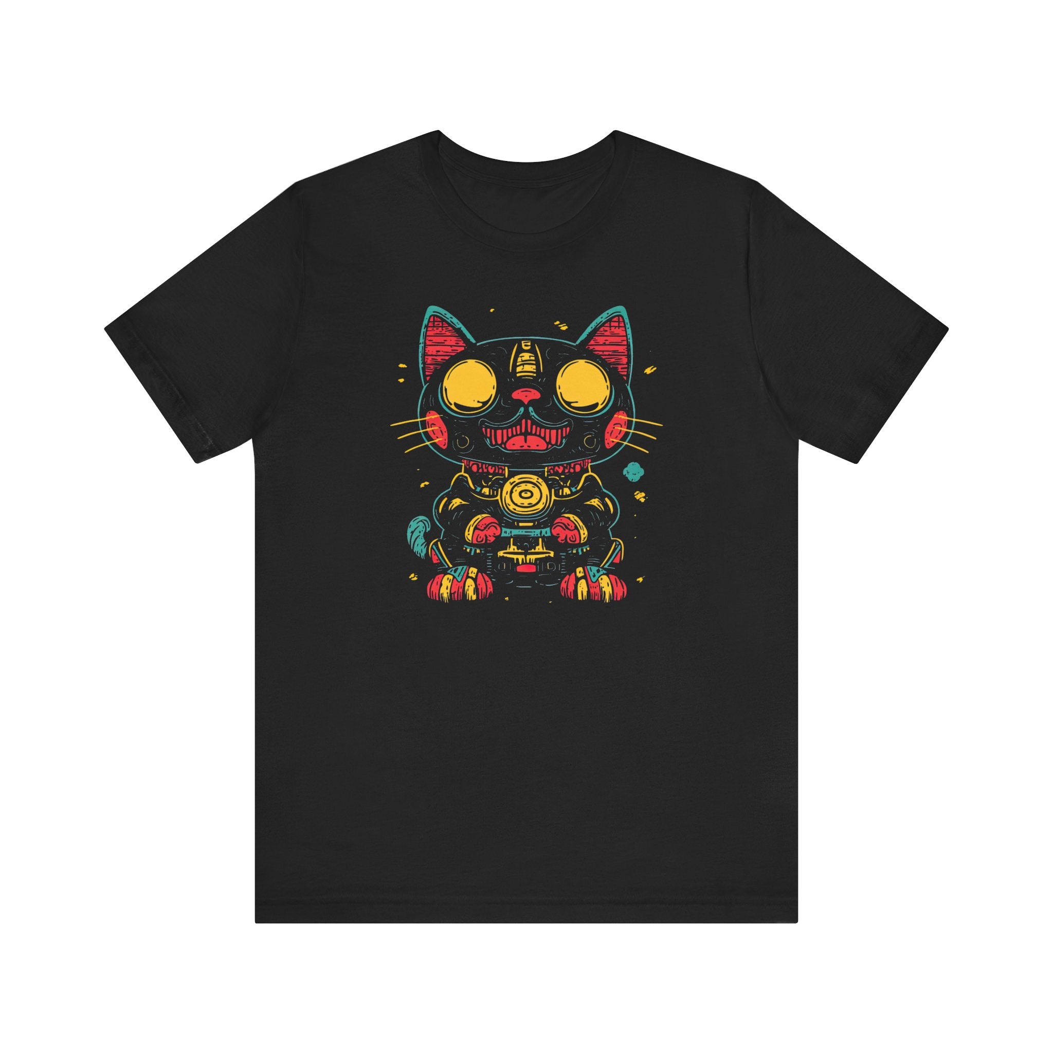 Neon Cyber Samurai Cat T-Shirt
