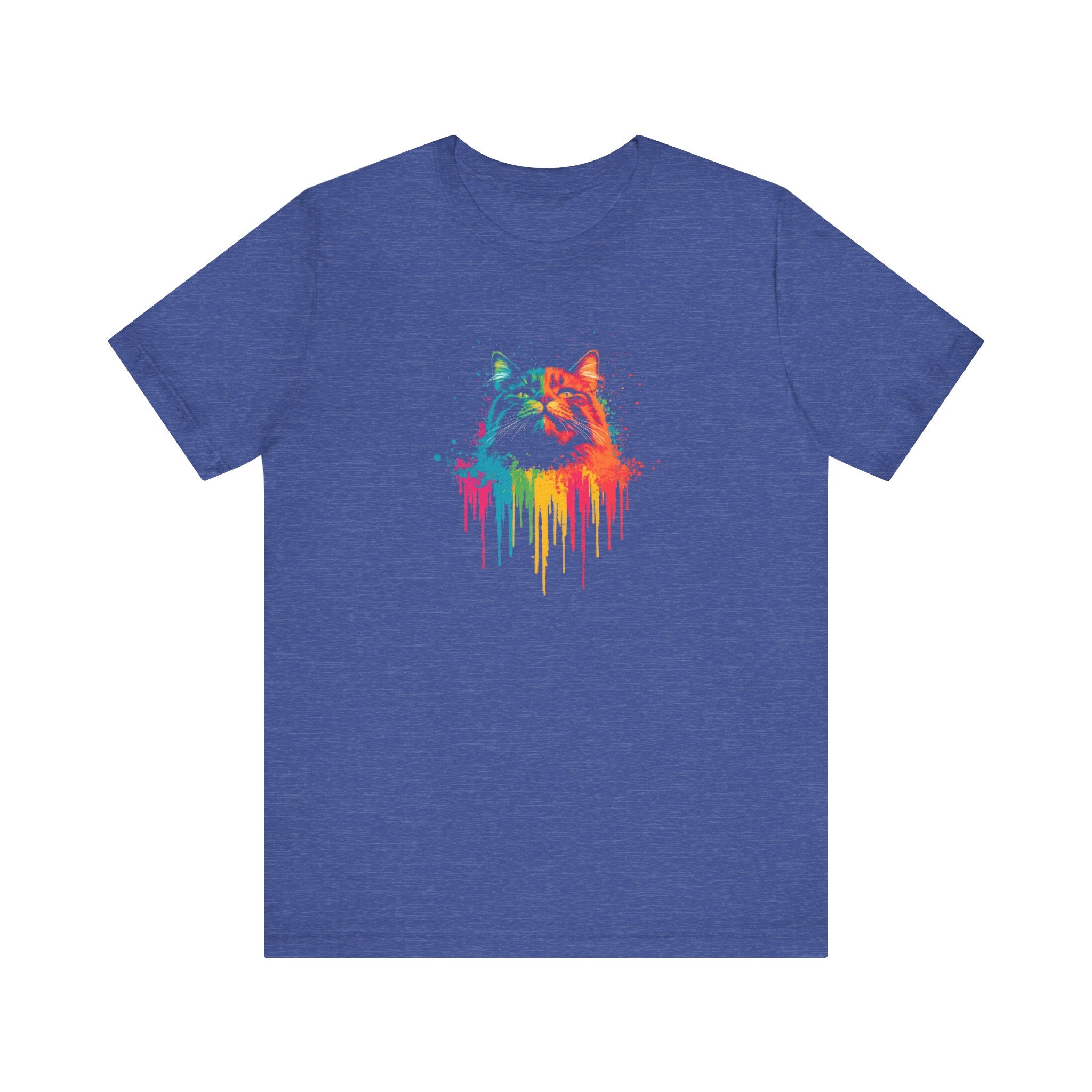 Colorful Dripping Cat T-Shirt - Vibrant Feline Art Tee
