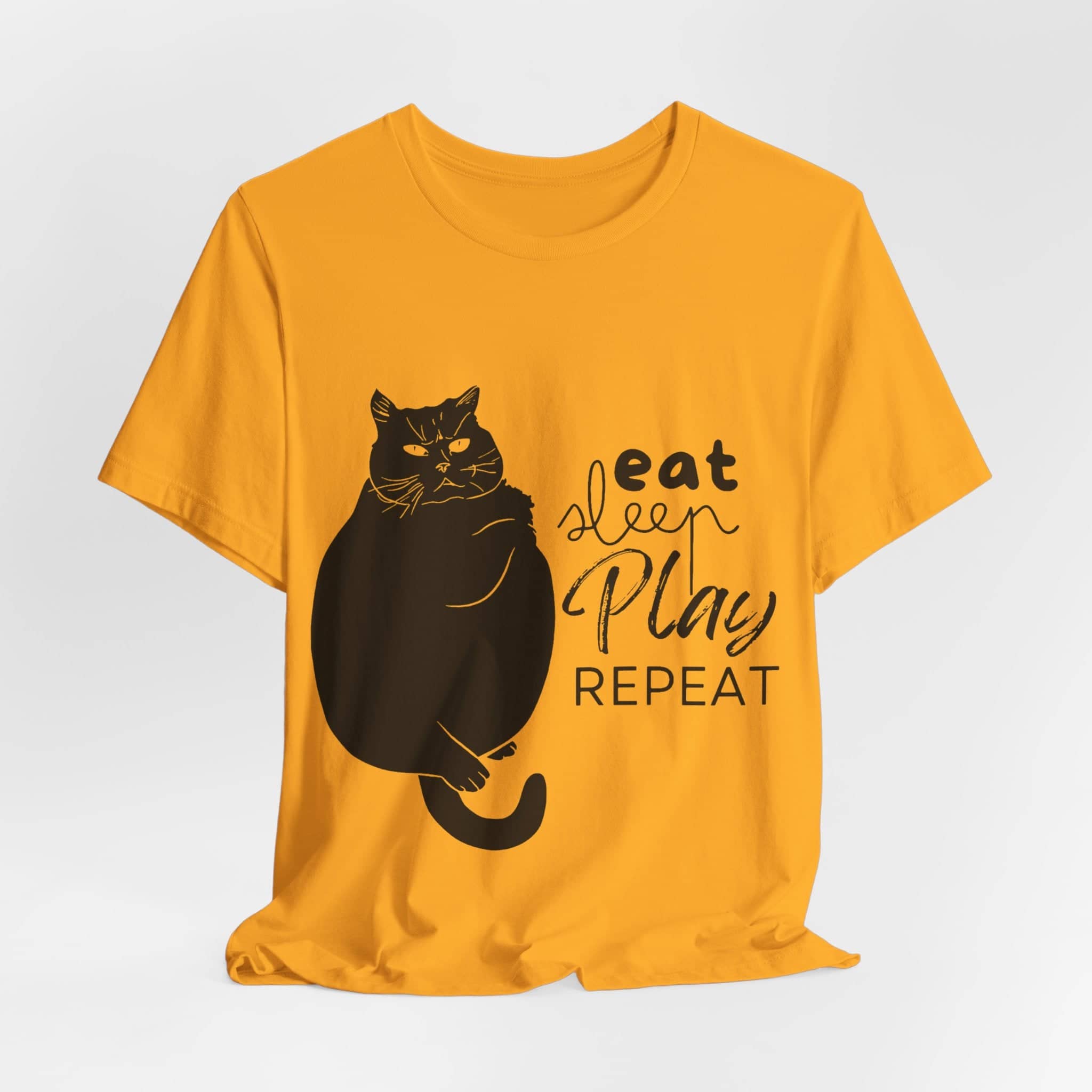Cat's Daily Mantra - 'Eat Sleep Play Repeat' Casual T-Shirt Unisex Jersey Short Sleeve Tee