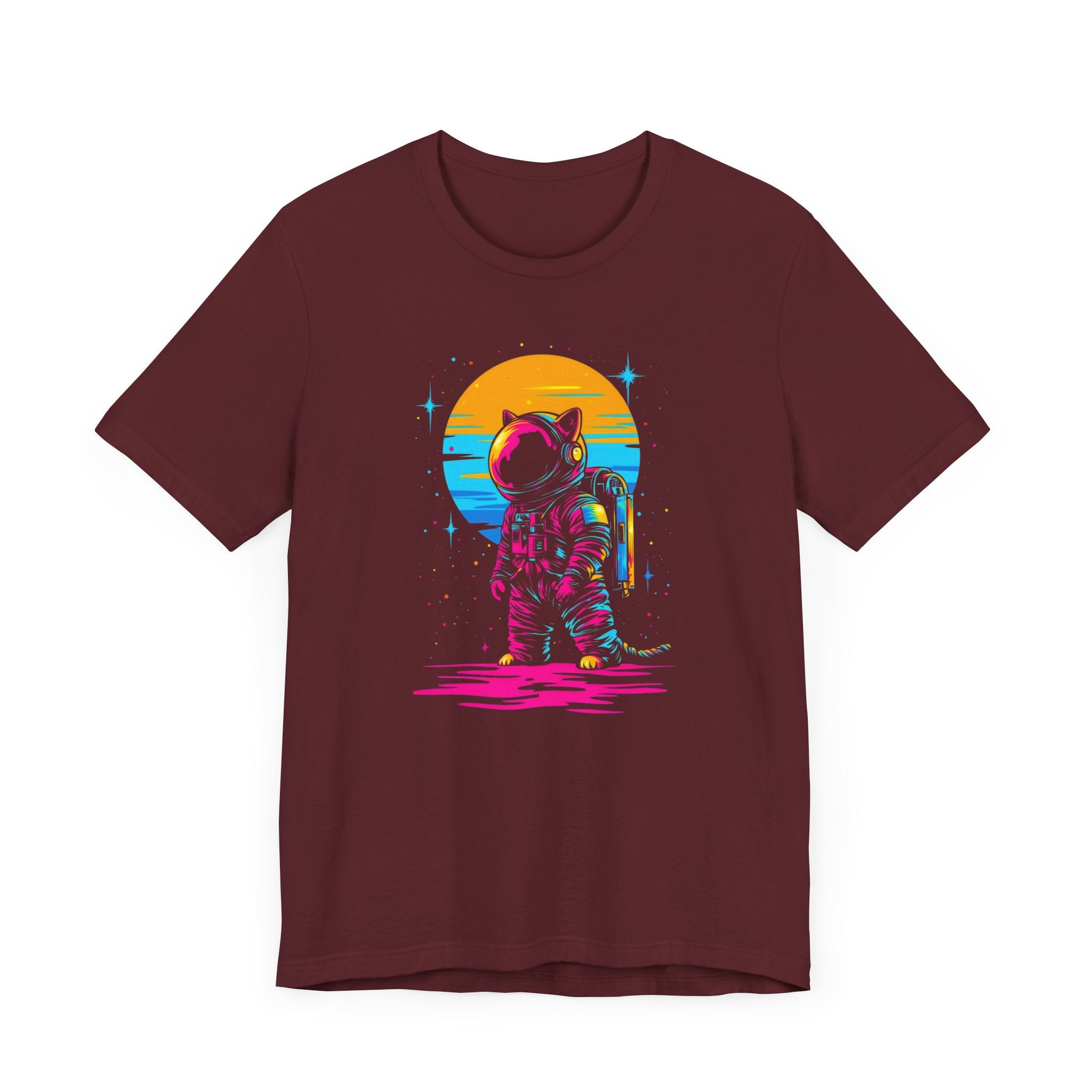 Neon Sunset Astronaut Cat T-Shirt