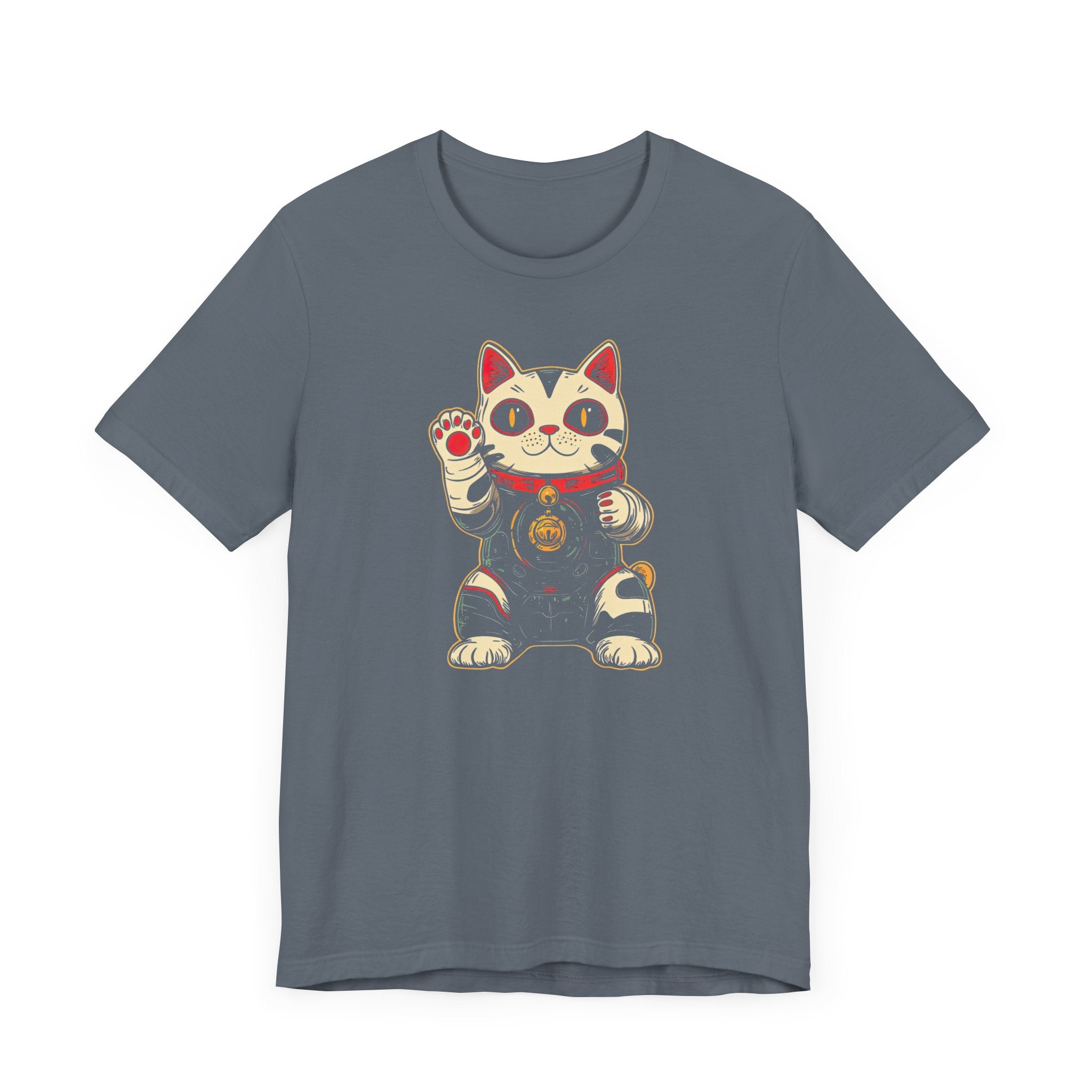 Lucky Cat Robot T-Shirt - Futuristic Maneki-Neko Design
