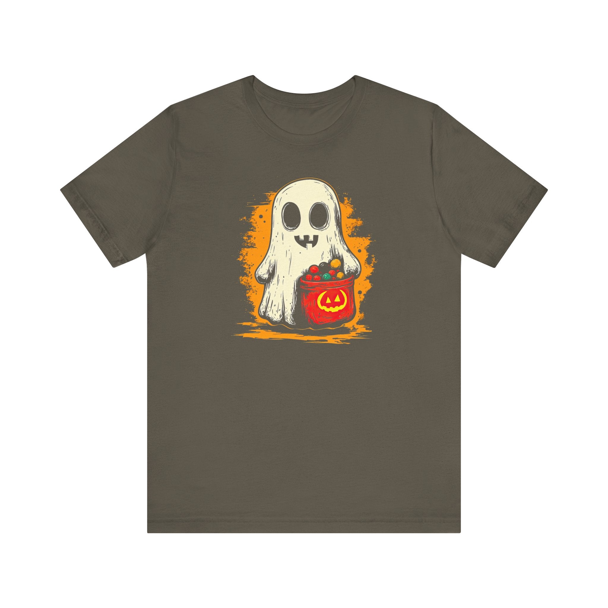 Cute Ghost Halloween Graphic Tee – Spooky Pumpkin Candy Design Shirt