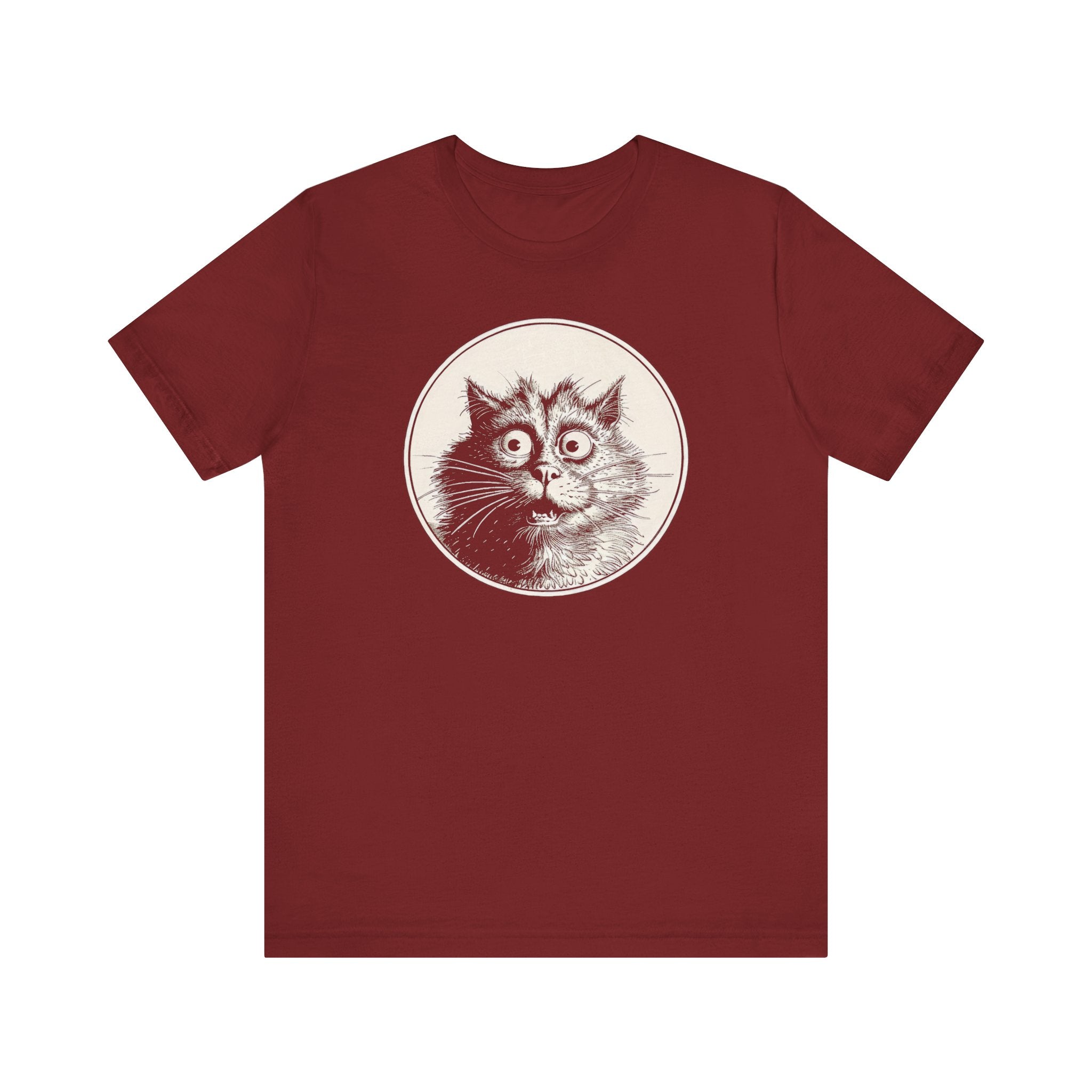 Surprised Cat Graphic Tee – Vintage Style Cat Lover Shirt