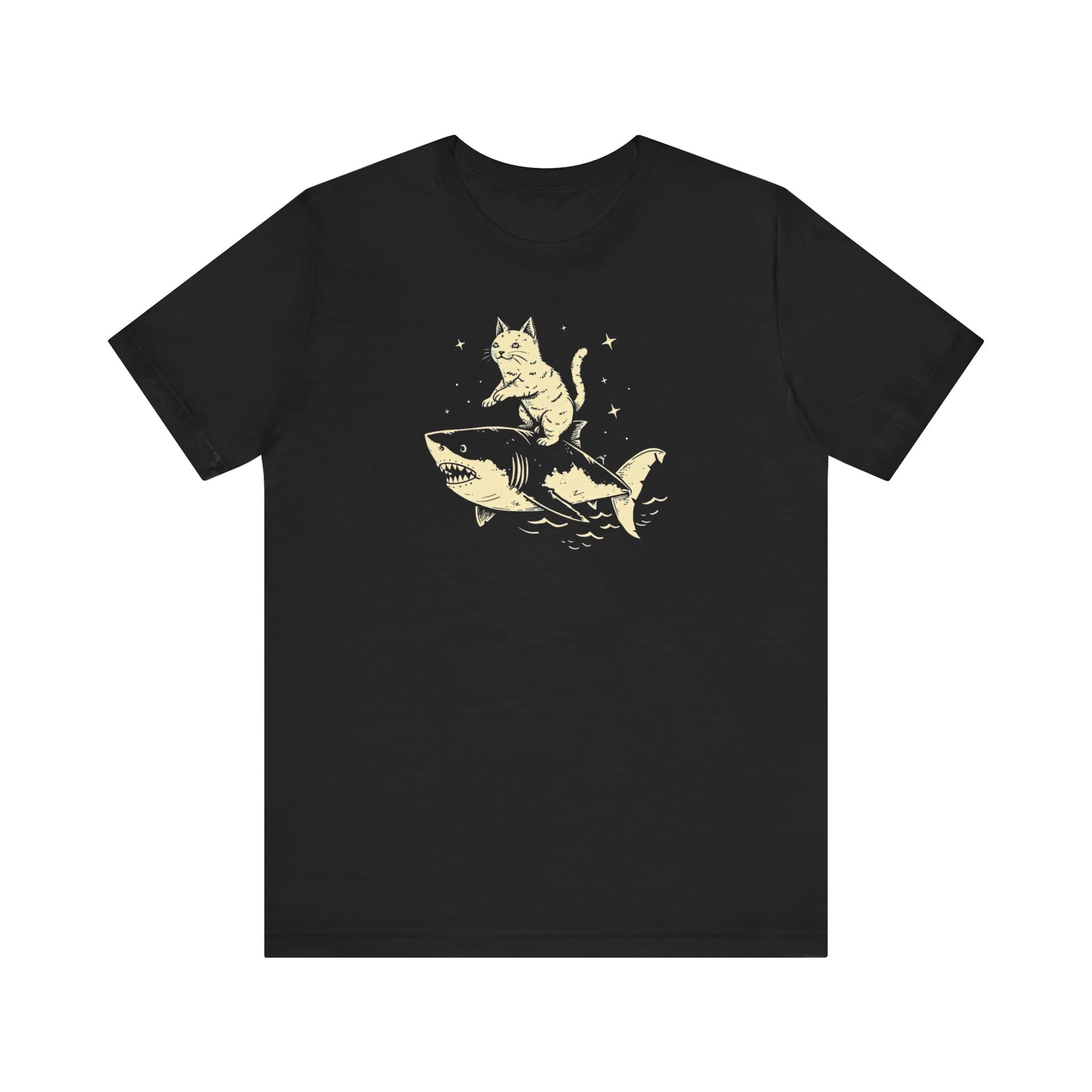 Cat Riding Shark Adventure T-Shirt