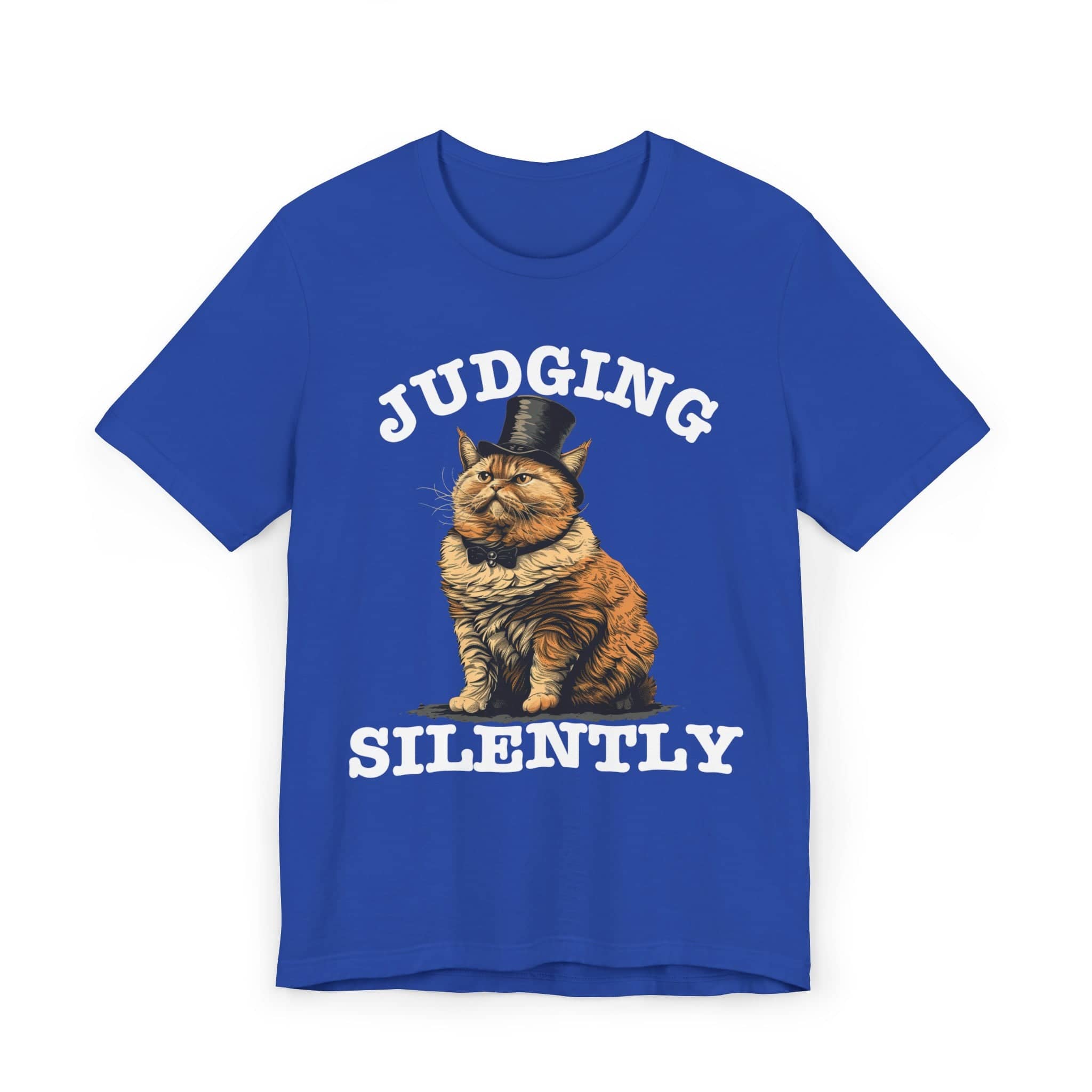 Judging Silently Cat T-Shirt, Whimsical Top Hat Cat Graphic Tee, Humorous Cat Lover Shirt, Unique Gift for Cat Enthusiasts