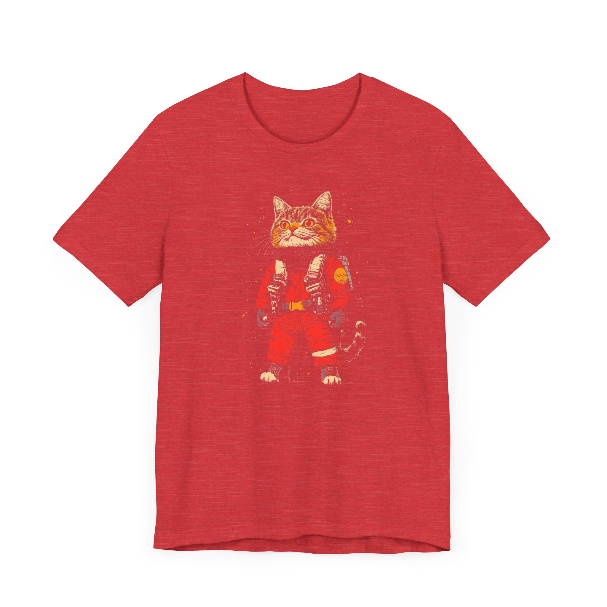 Astronaut Cat in Red Spacesuit Graphic Tee
