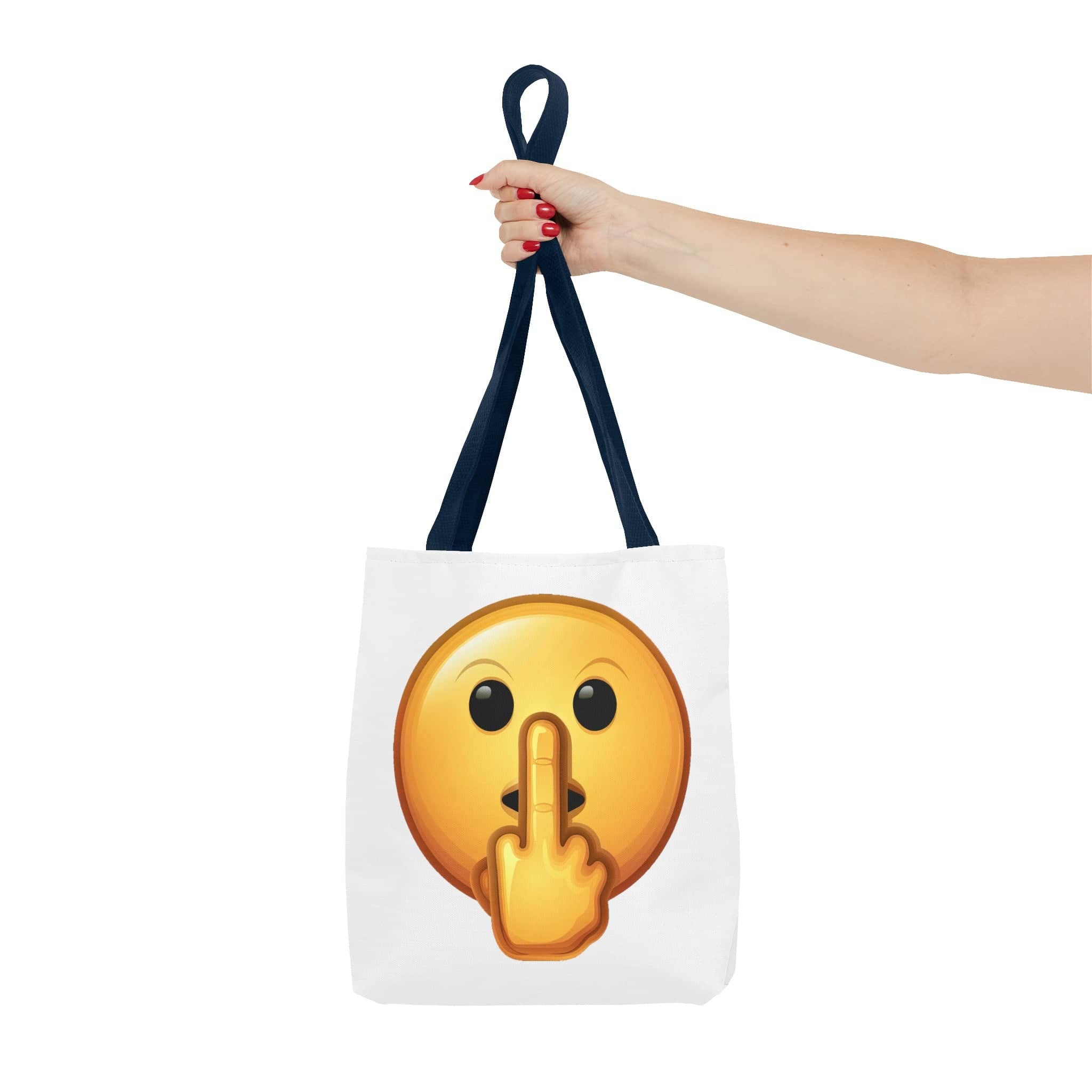 Middle Finger FU Shh Silent Protest Emoji Tote Bag (AOP)