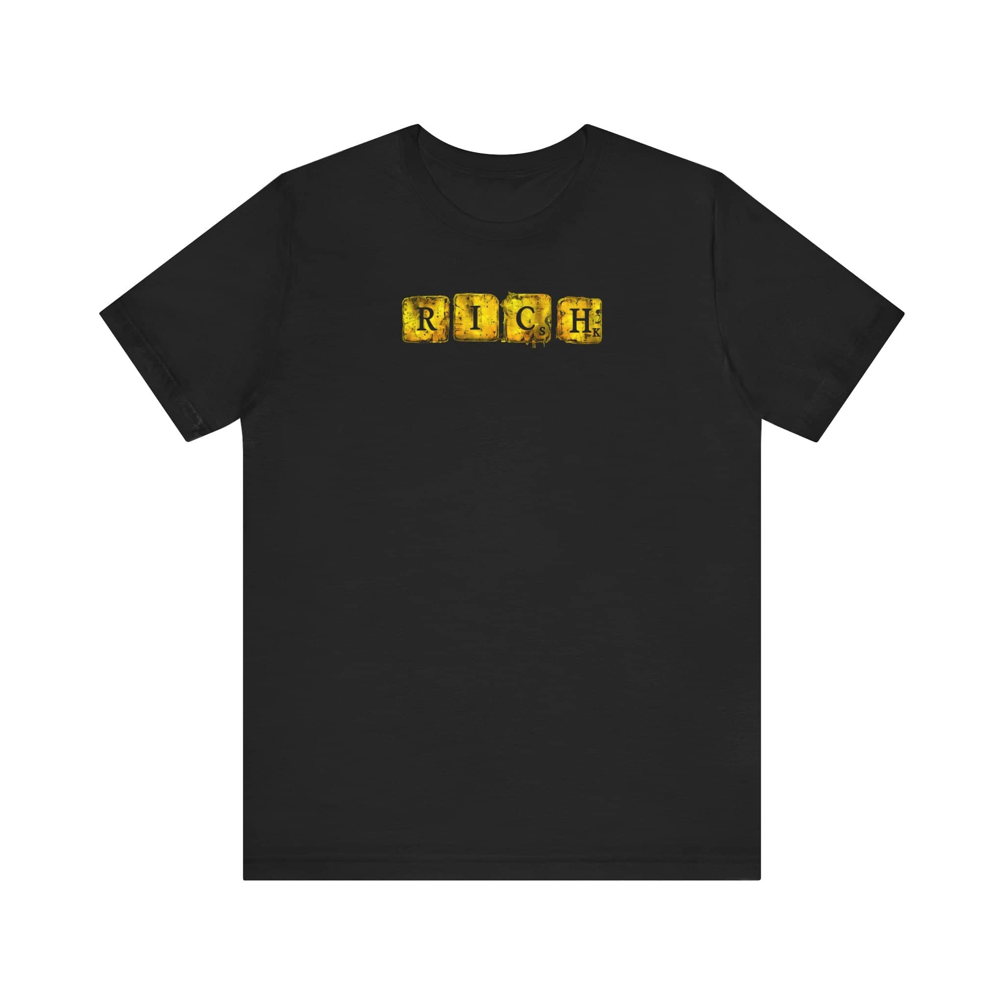 Rich Scrabble Tiles Black T-Shirt