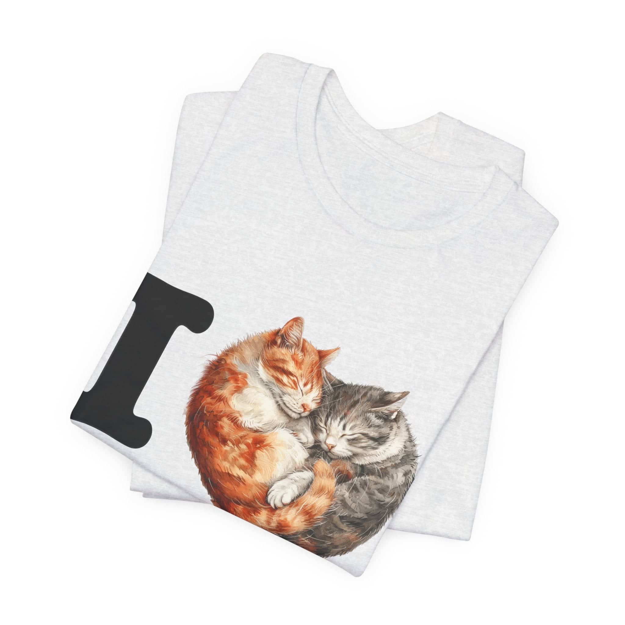 Feline Affection Tee - 'I Heart Cats' Cuddle Short Sleeve Tee