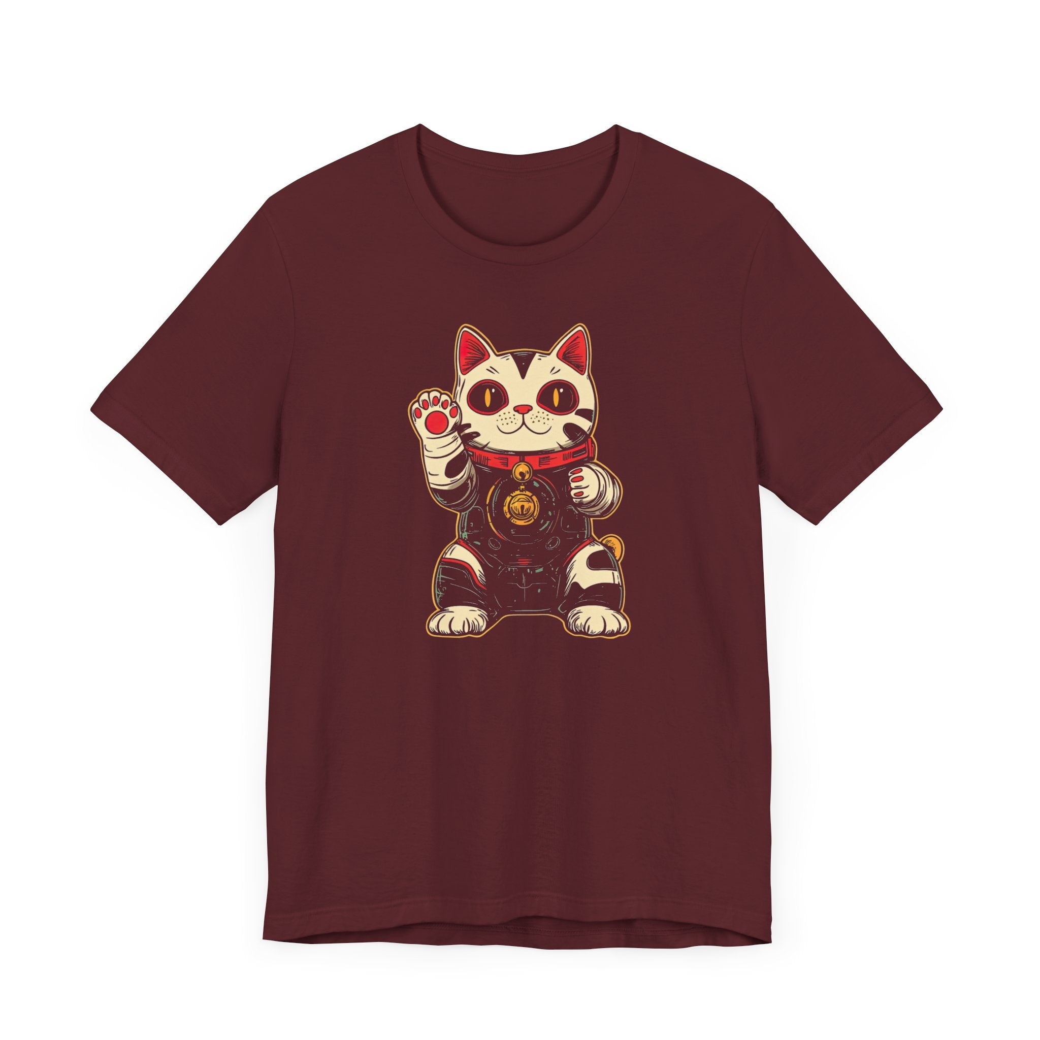 Lucky Cat Robot T-Shirt - Futuristic Maneki-Neko Design