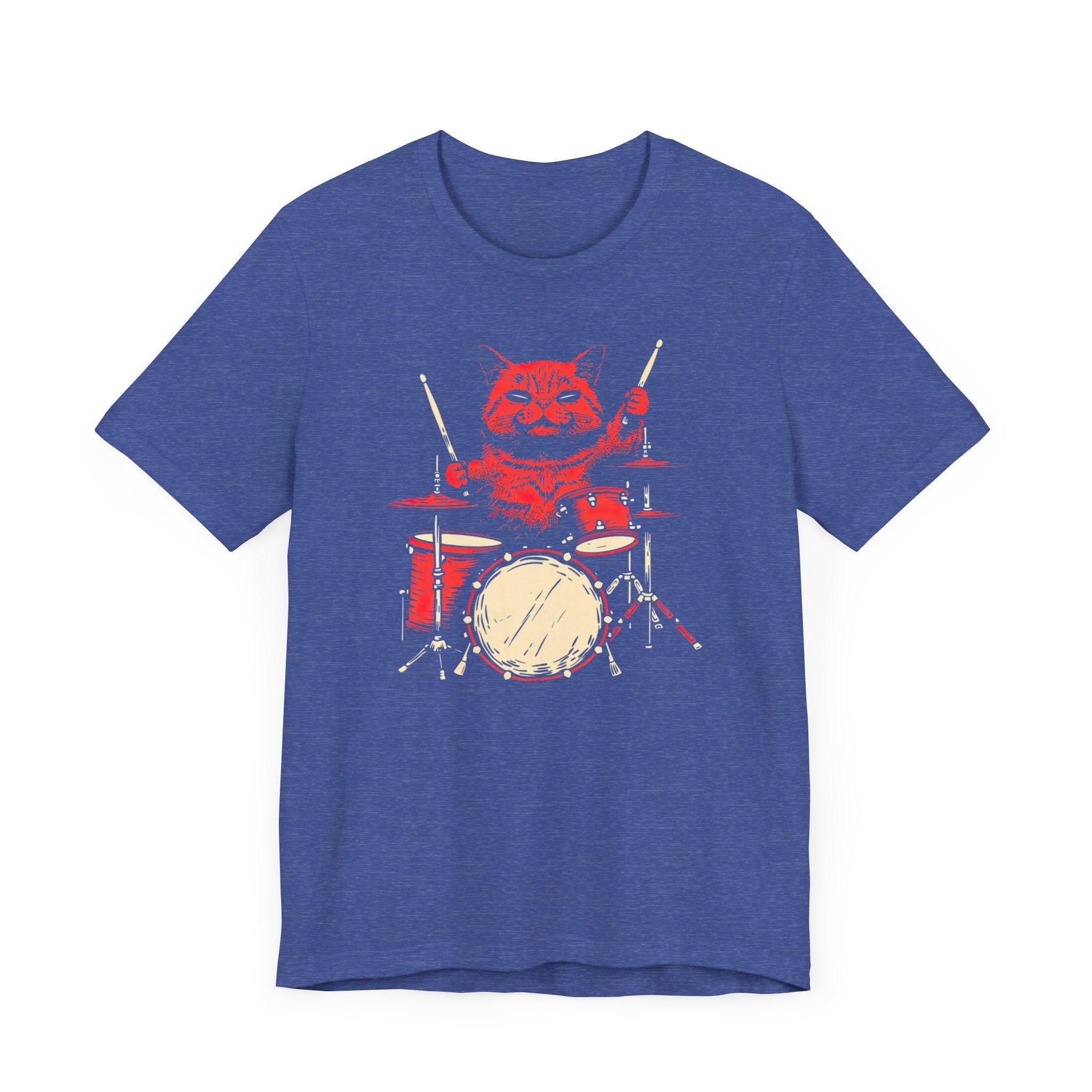 Drumming Cat T-Shirt - Feline Drummer Cool Music Design
