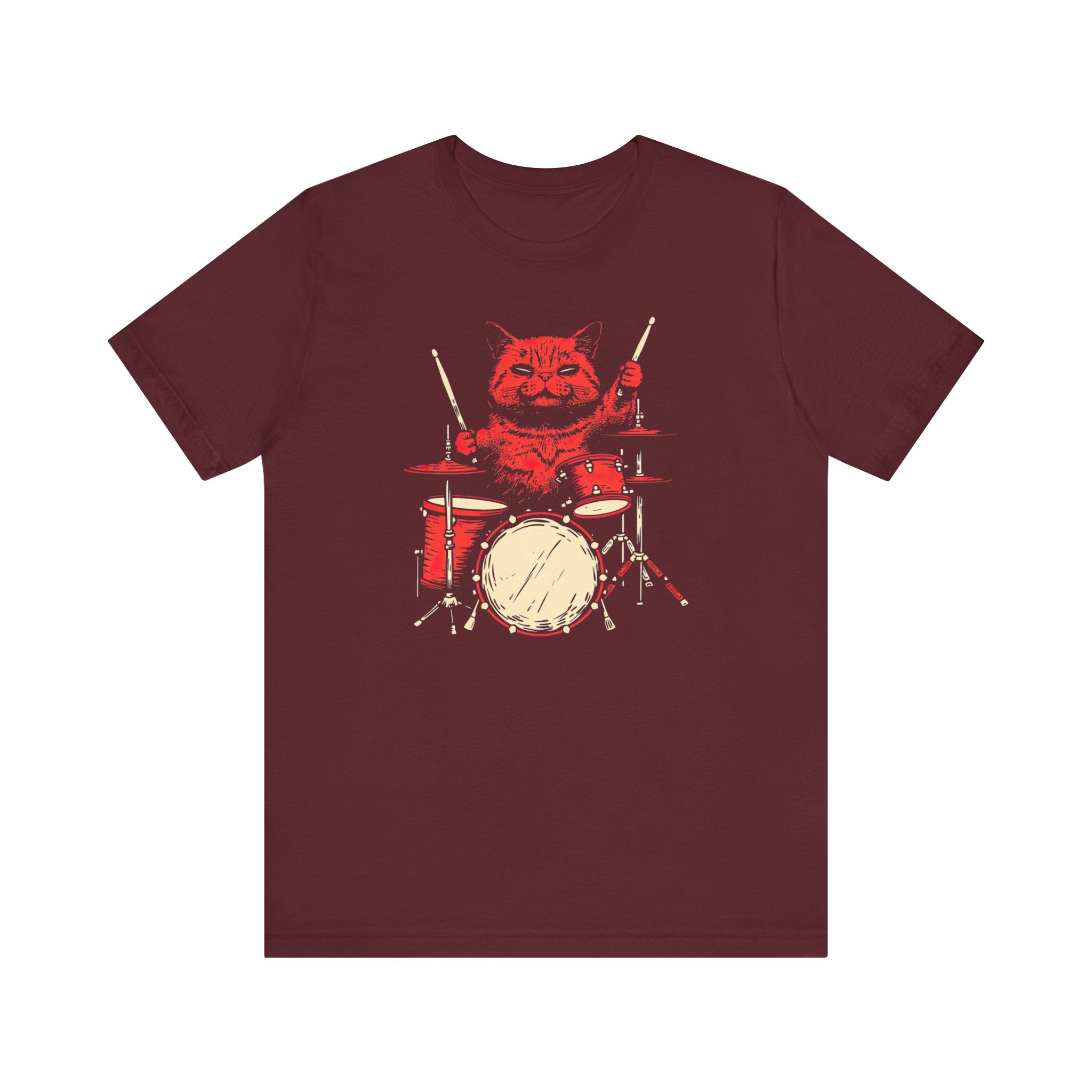 Drumming Cat T-Shirt - Feline Drummer Cool Music Design