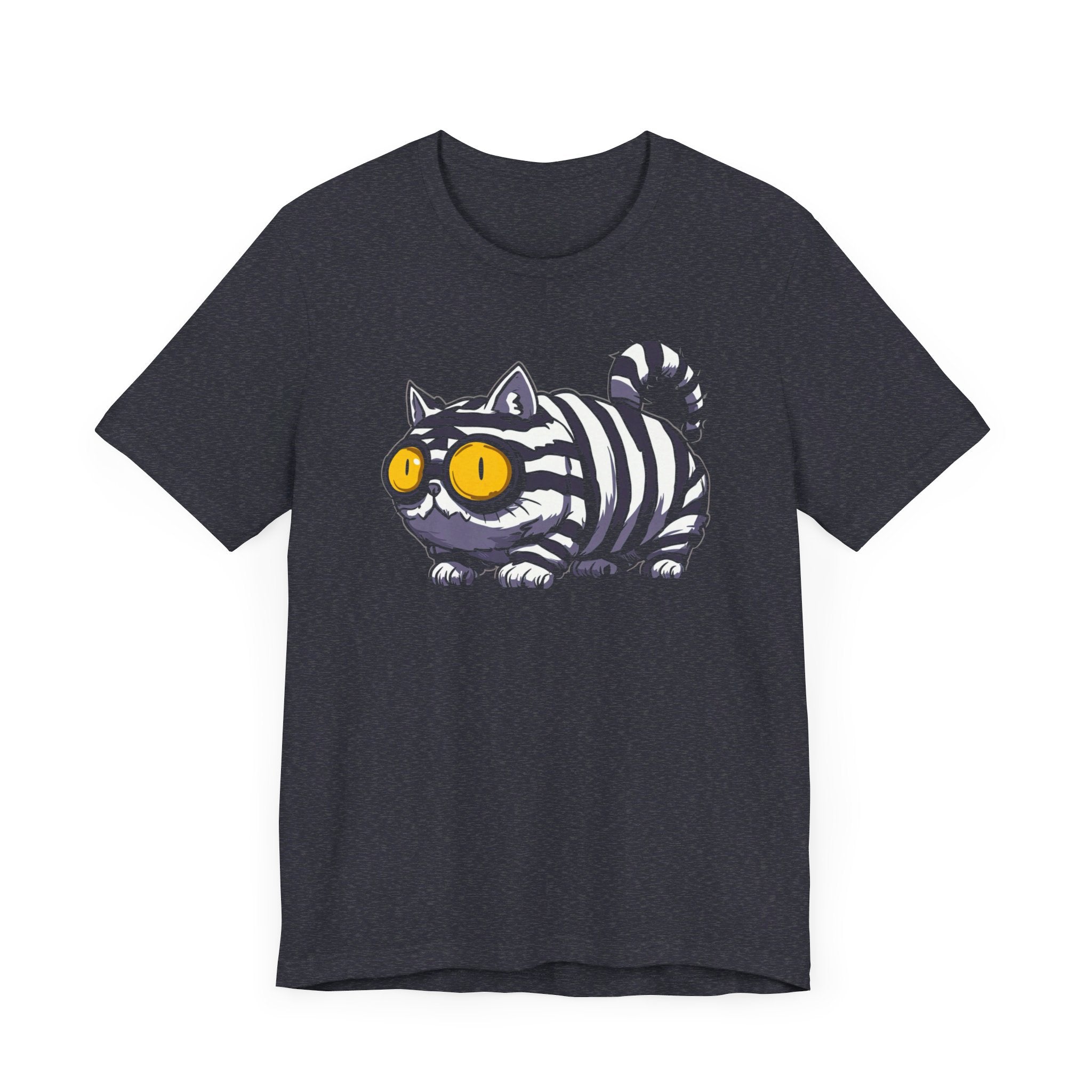 Striped Cat with Glasses T-Shirt Funny Cartoon Design