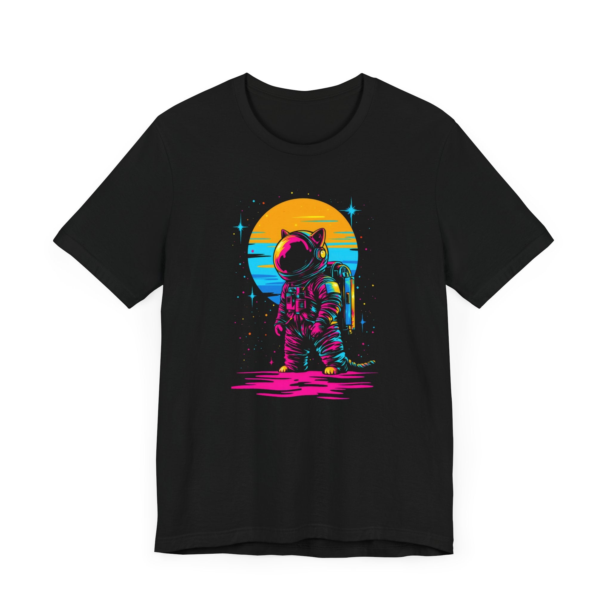Neon Sunset Astronaut Cat T-Shirt