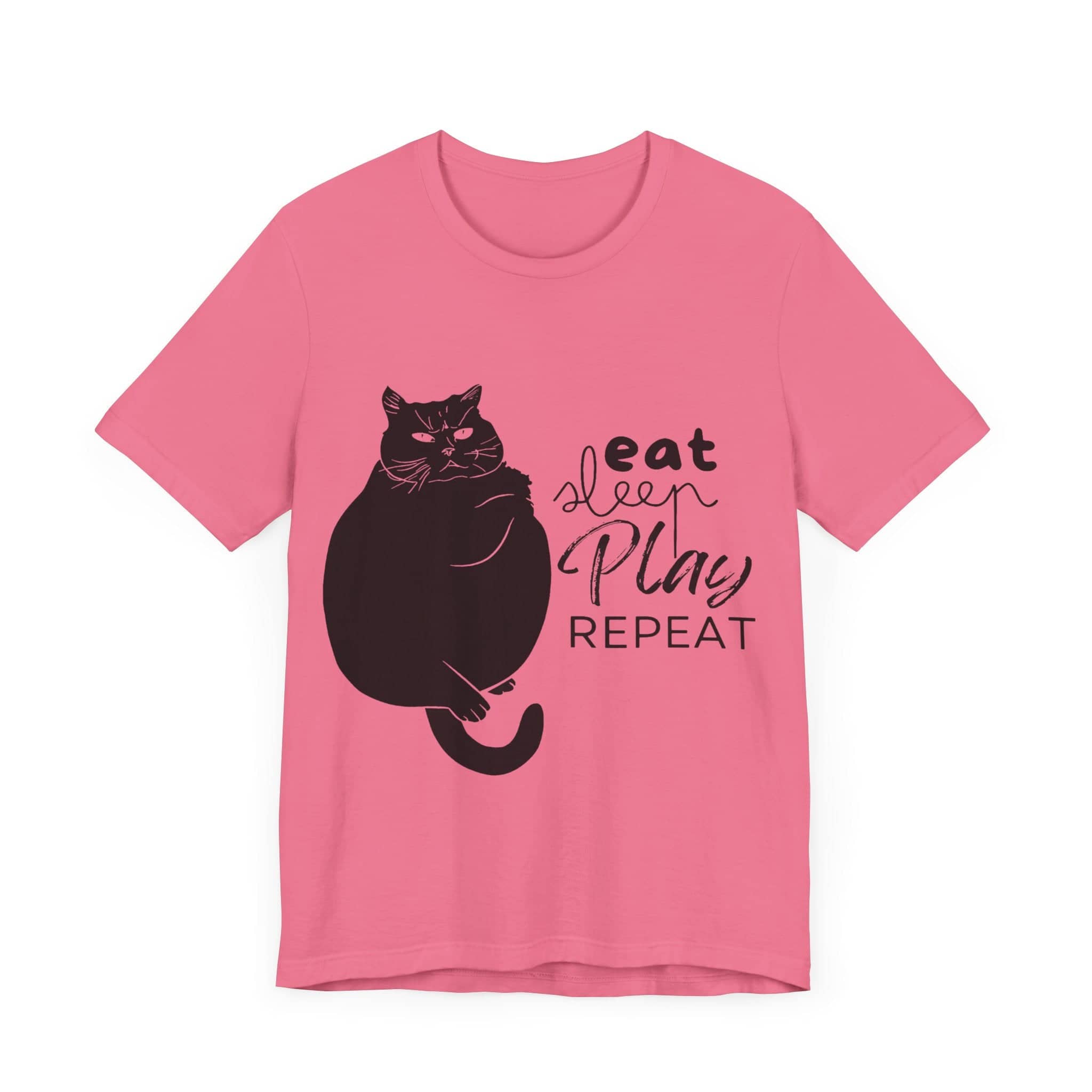 Cat's Daily Mantra - 'Eat Sleep Play Repeat' Casual T-Shirt Unisex Jersey Short Sleeve Tee