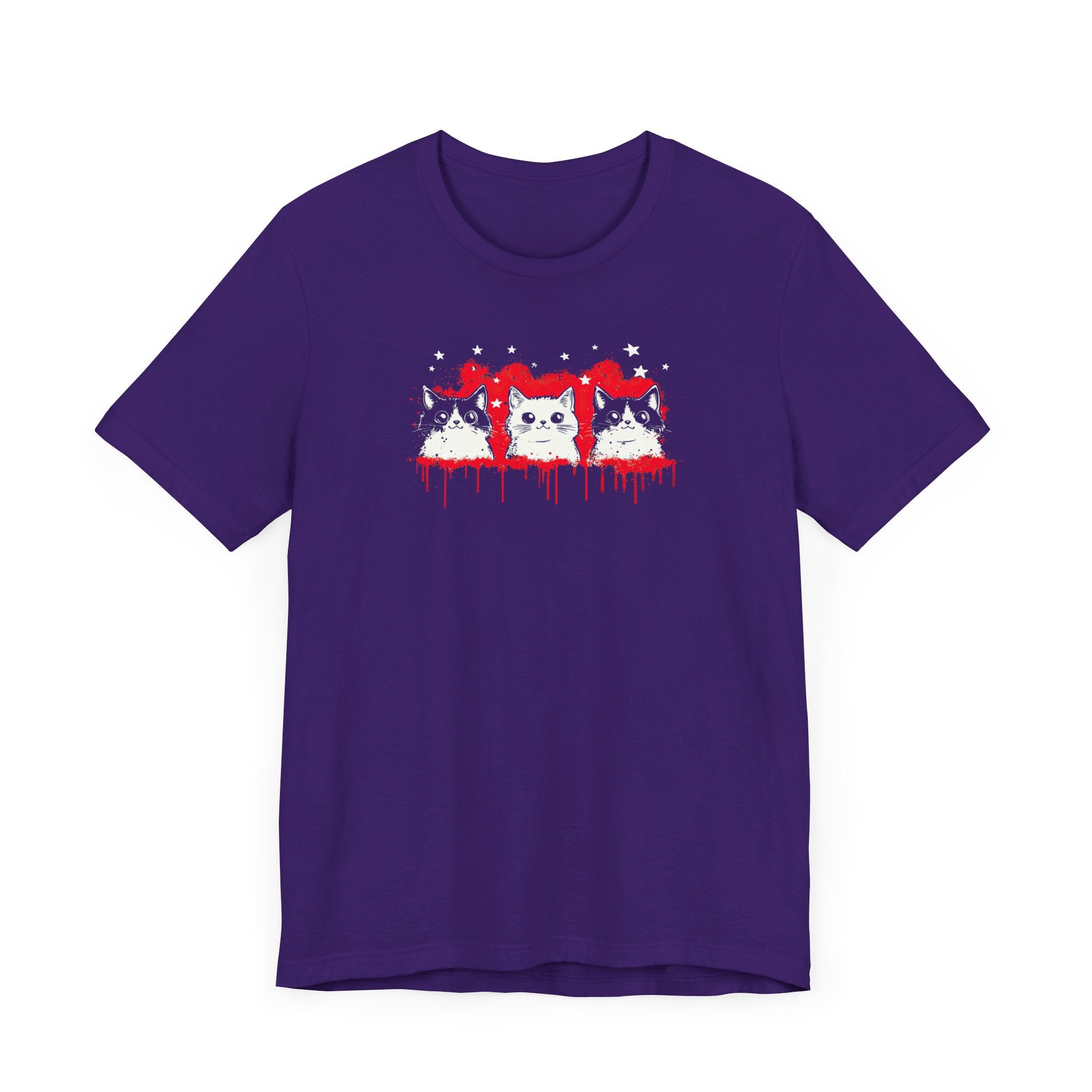 Triple Cat Drip Graphic Tee – Cool Cats in Stars and Stripes Shirt