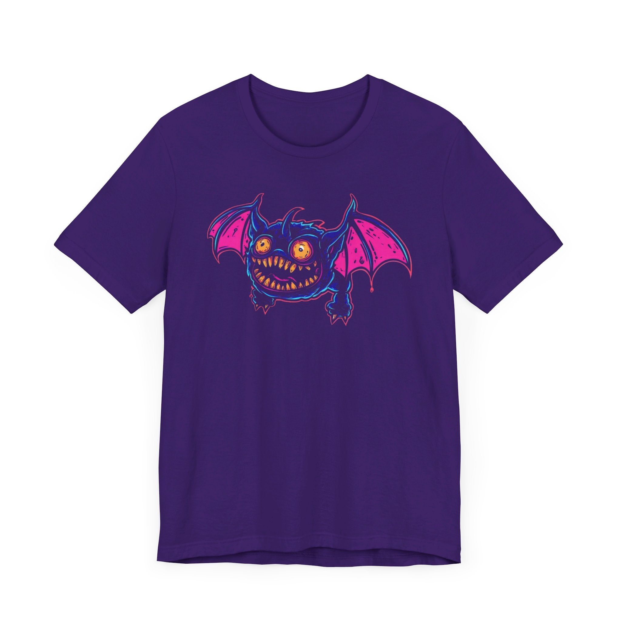Neon Bat Creature T-Shirt Vibrant Fantasy Monster Graphic Tee