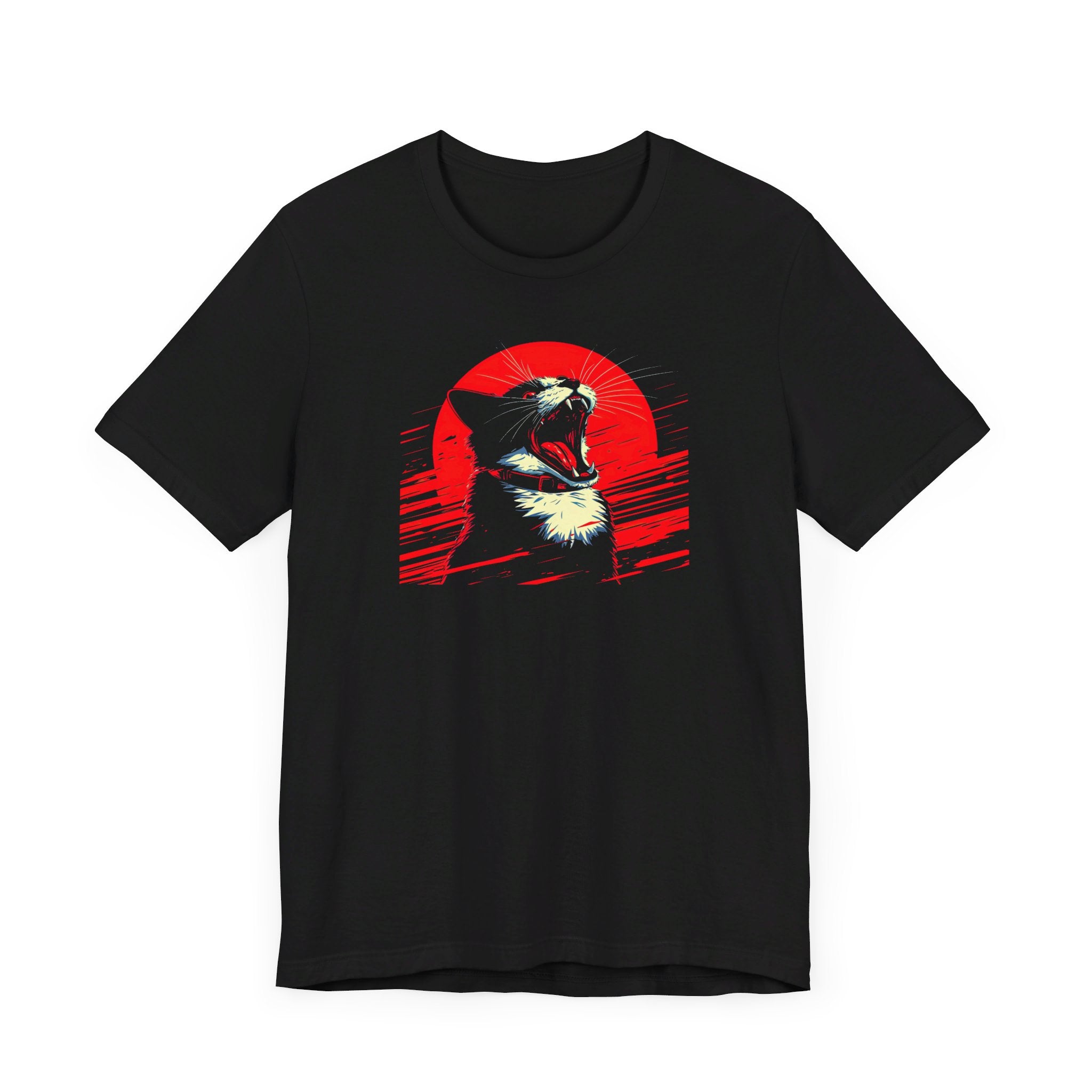 Roaring Cat T-Shirt – Fierce Red Sun Cat Graphic Tee