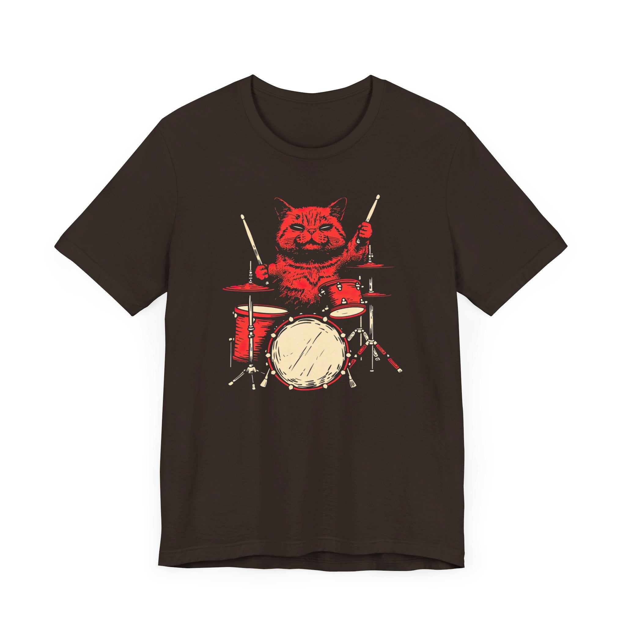 Drumming Cat T-Shirt - Feline Drummer Cool Music Design