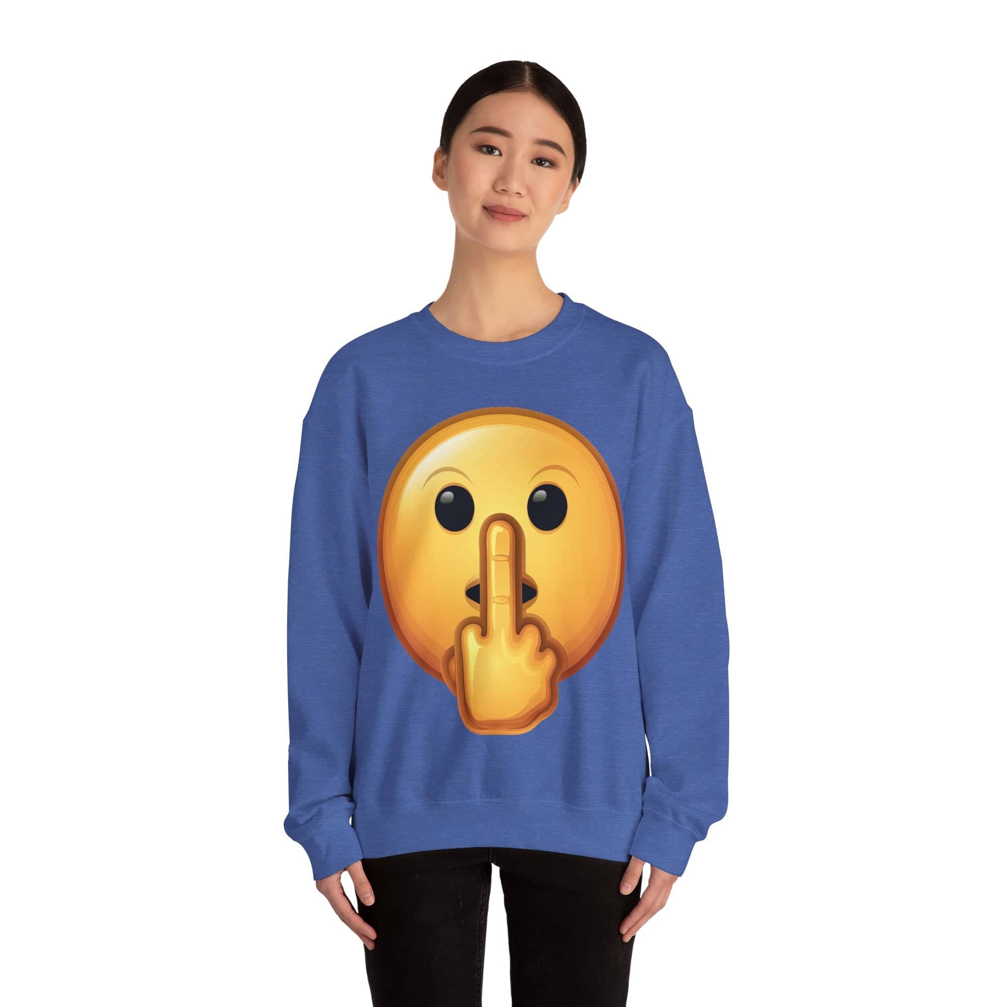 Middle Finger FU Shh Silent Protest Emoji Unisex Heavy Blend™ Crewneck Sweatshirt