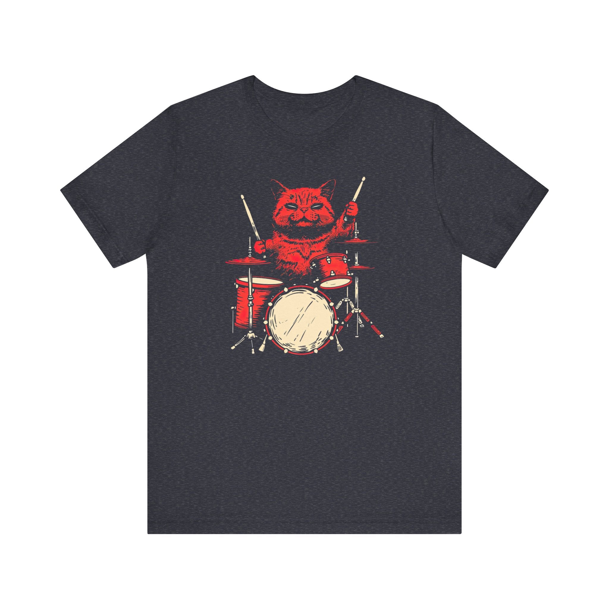 Drumming Cat T-Shirt - Feline Drummer Cool Music Design