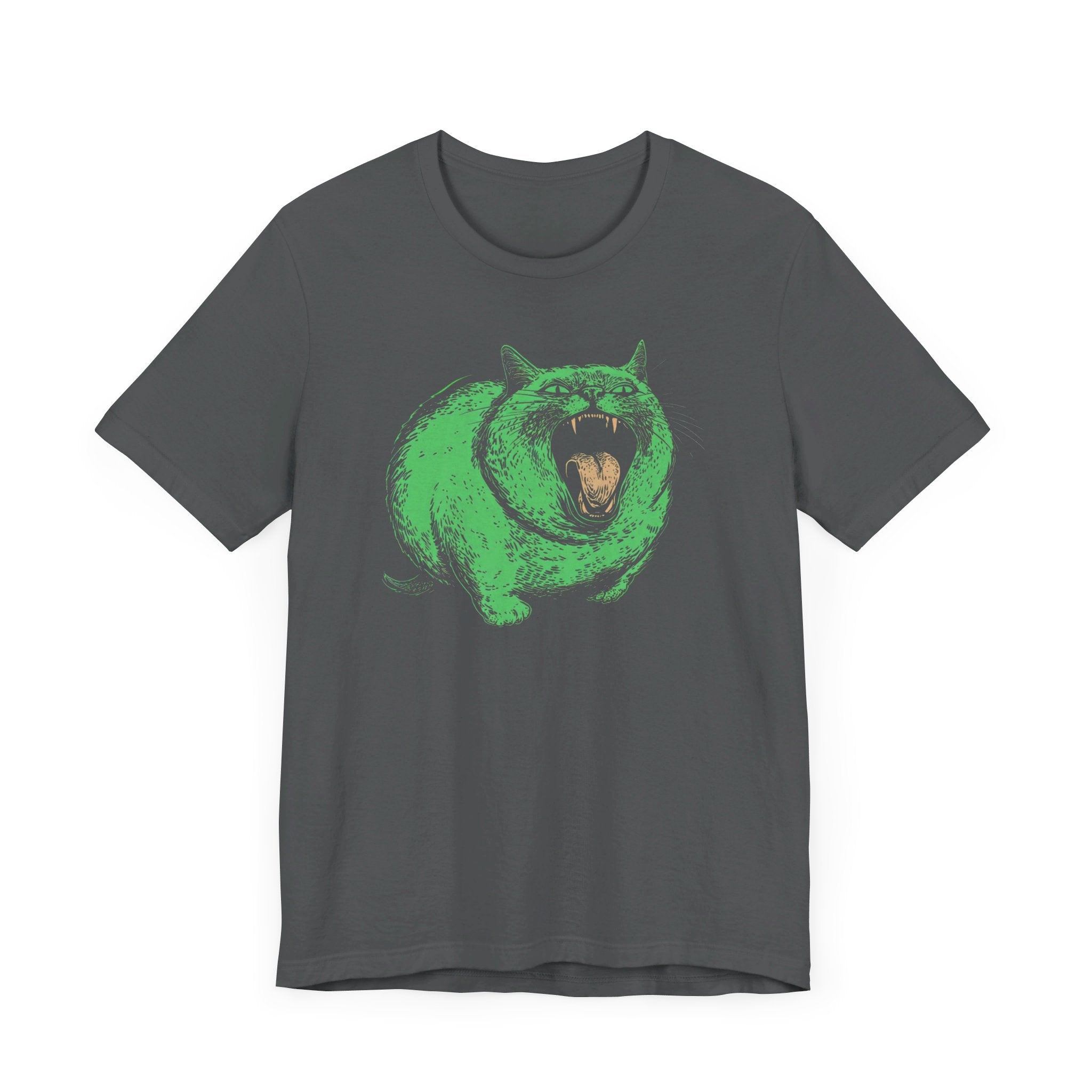 Green Monster Cat T-Shirt - Fierce Feline Halloween Graphic Tee