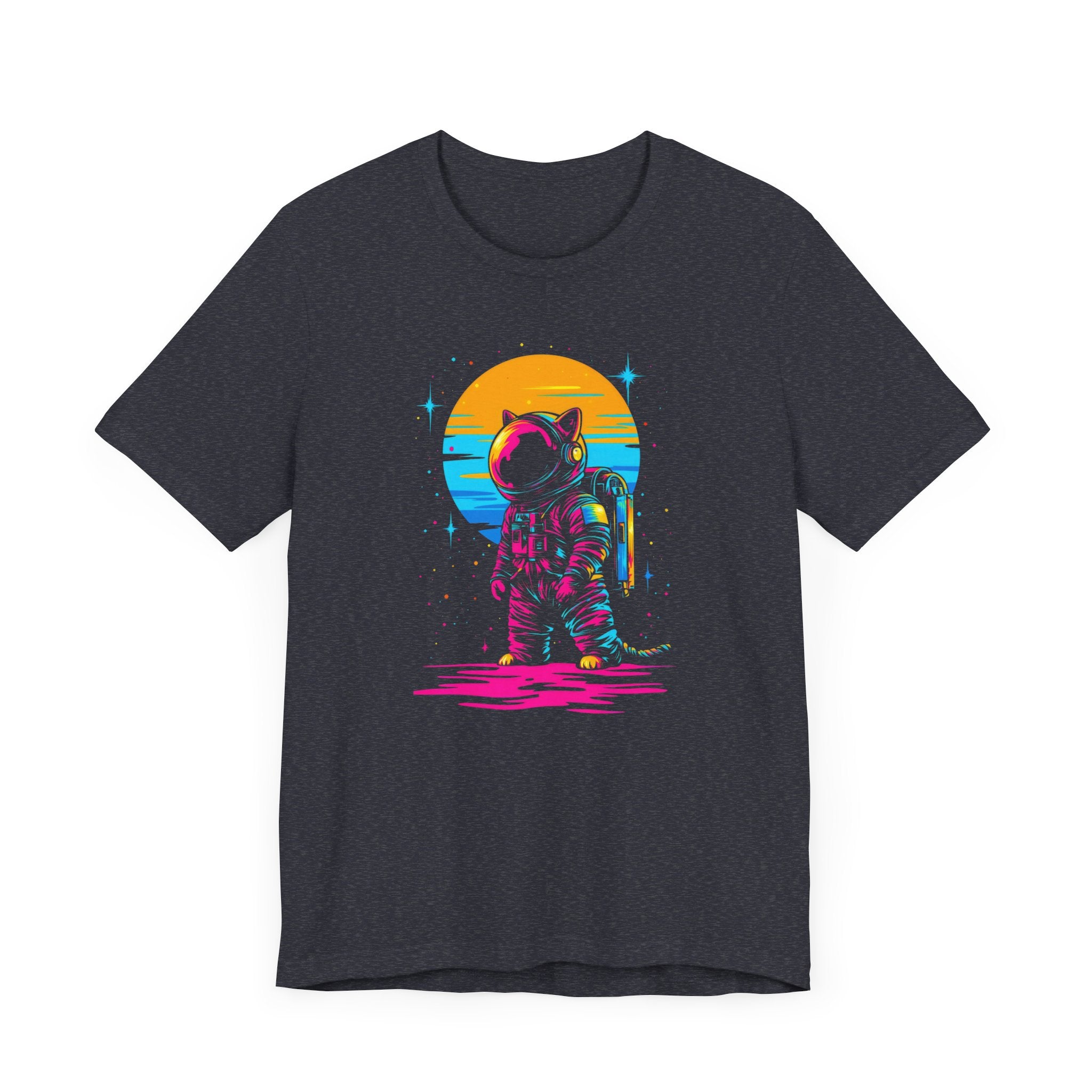 Neon Sunset Astronaut Cat T-Shirt