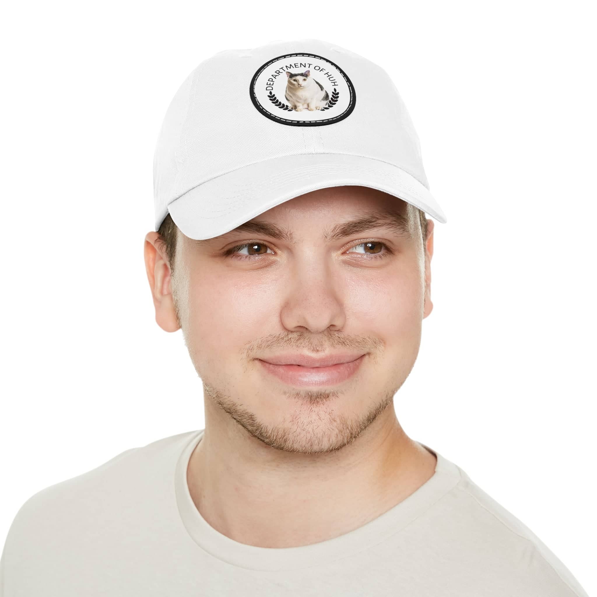 Department of HUH Cat Dad Hat with Leather Patch (Round)