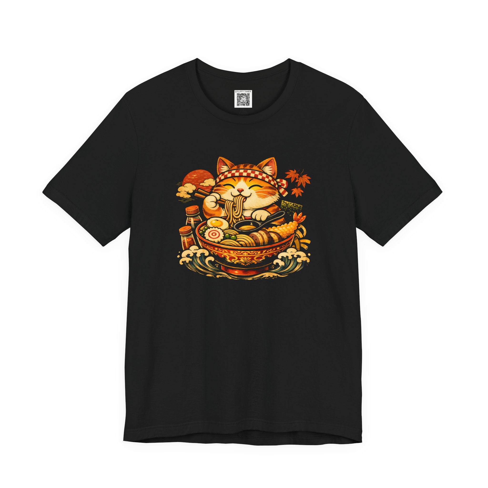 Ramen Cat Unisex Jersey Short Sleeve Tee (Black) - Bella+Canvas 3001