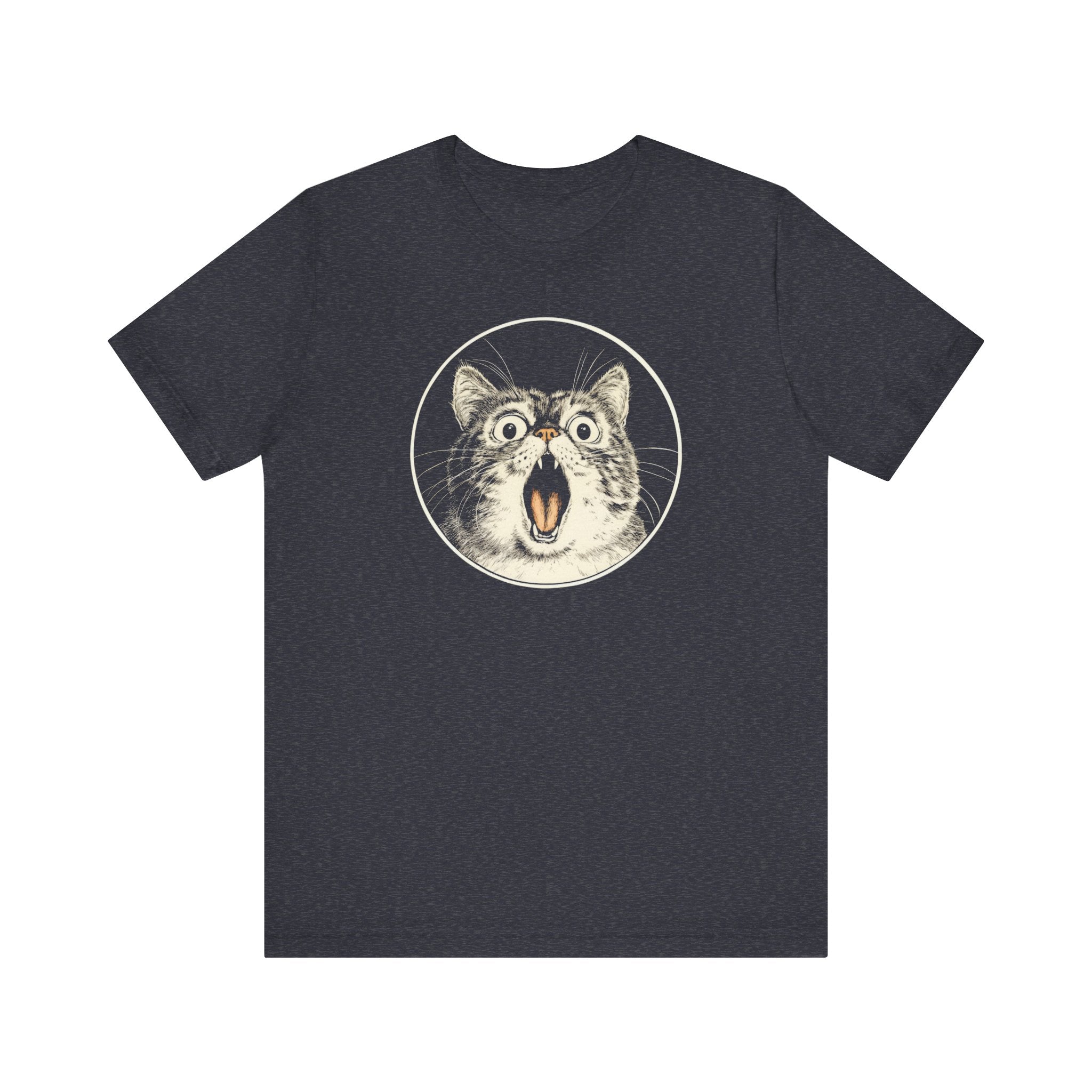 Surprised Cat Graphic Tee – Vintage Style Cat Lover Shirt
