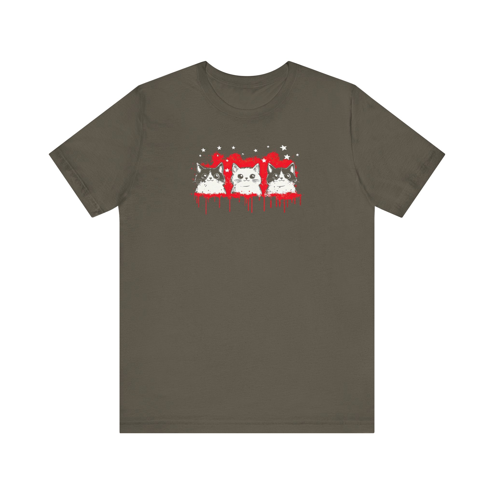 Triple Cat Drip Graphic Tee – Cool Cats in Stars and Stripes Shirt