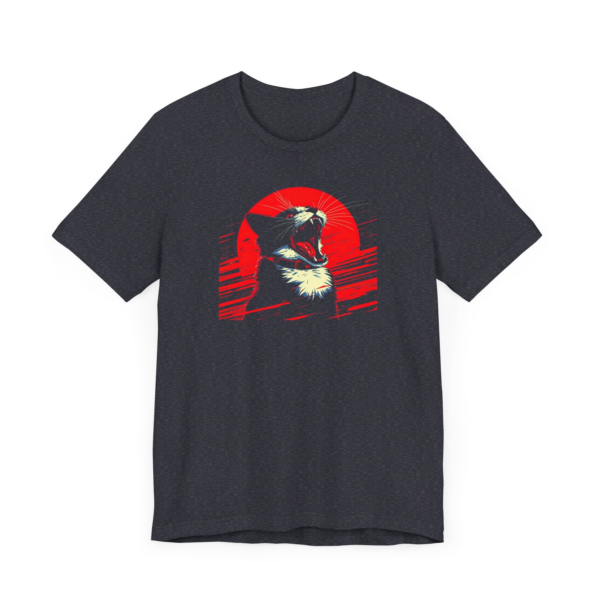 Roaring Cat T-Shirt – Fierce Red Sun Cat Graphic Tee