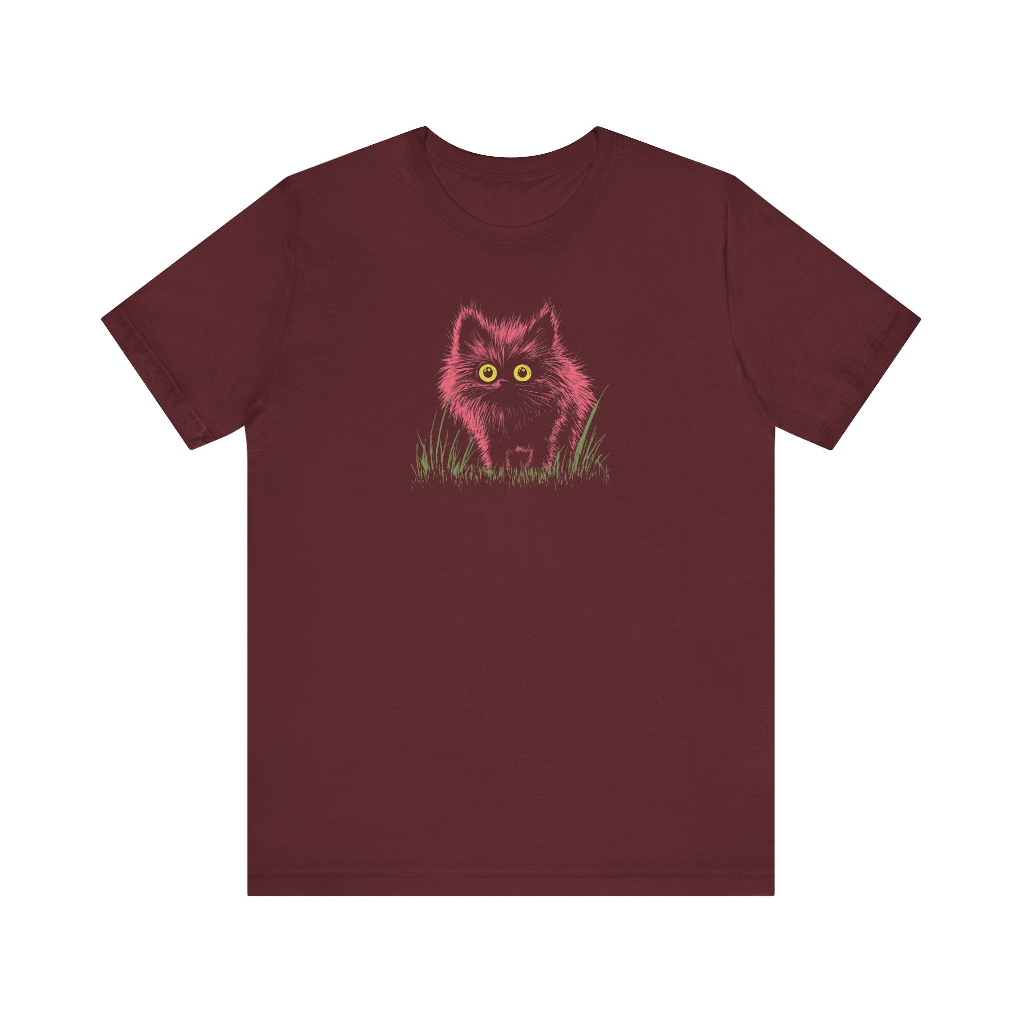 Neon Pink Fluffy Cat Graphic Tee