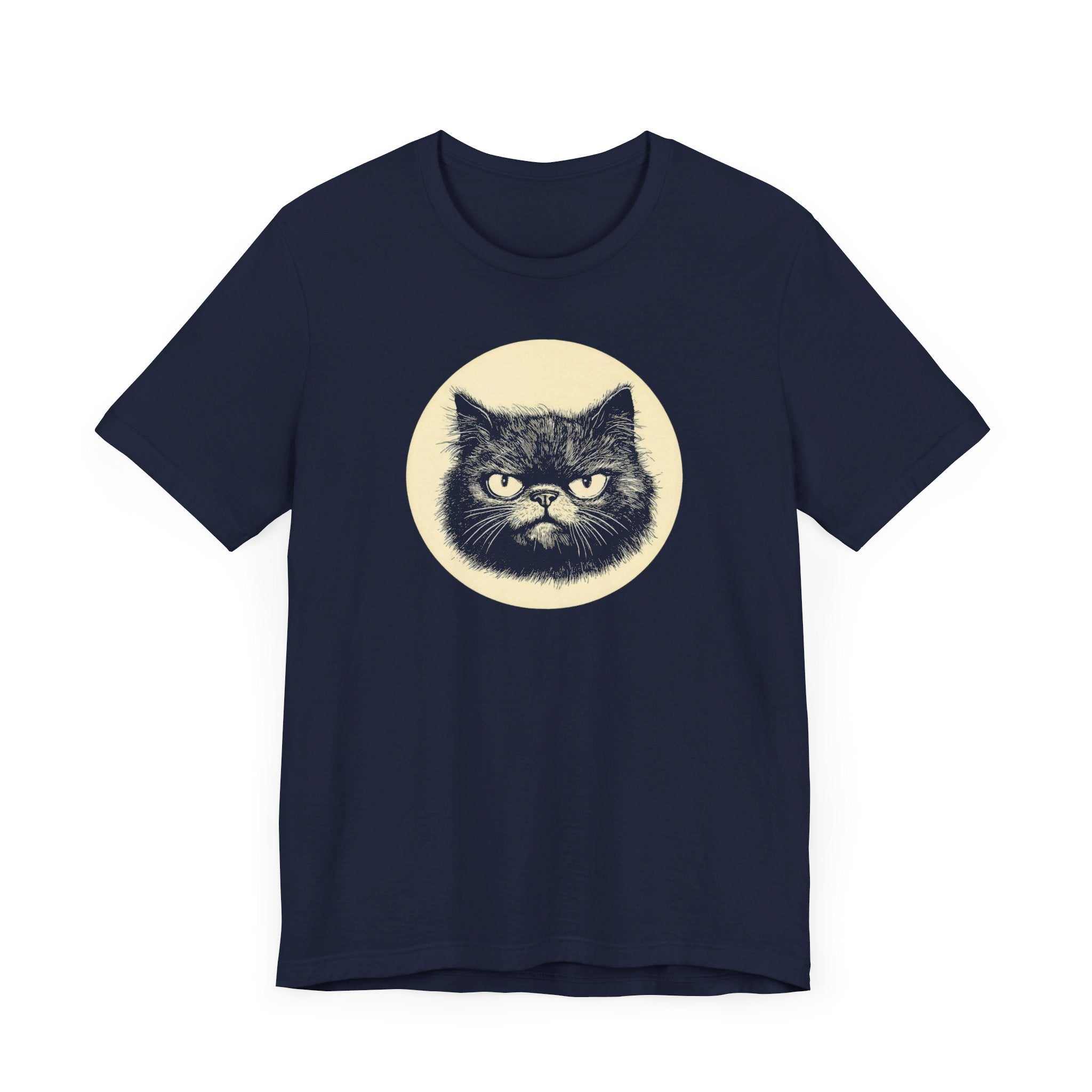 Grumpy Black Cat Graphic Tee – Vintage Style Cat Lover Shirt
