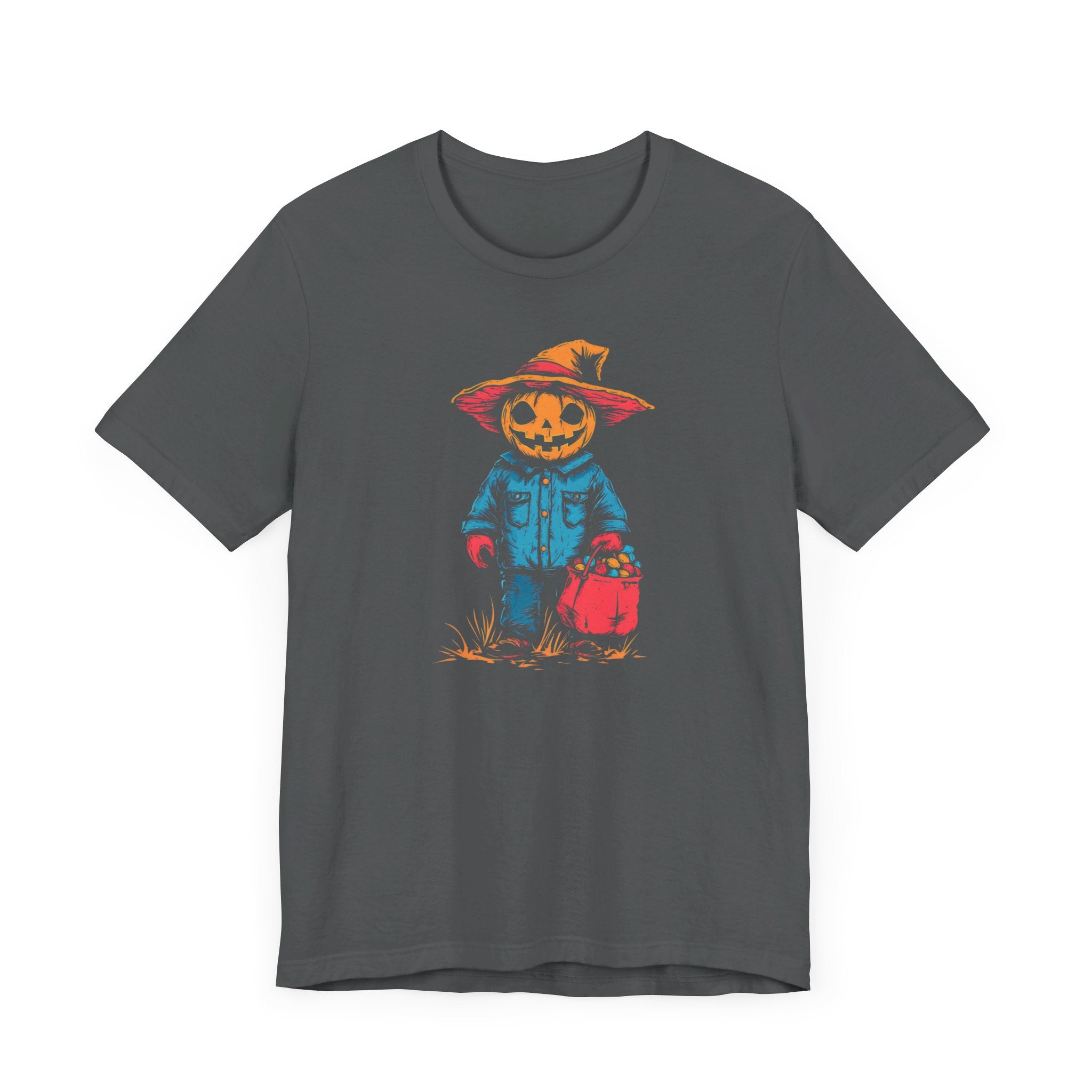 Pumpkin Scarecrow Halloween Graphic Tee – Spooky Trick-or-Treat Shirt