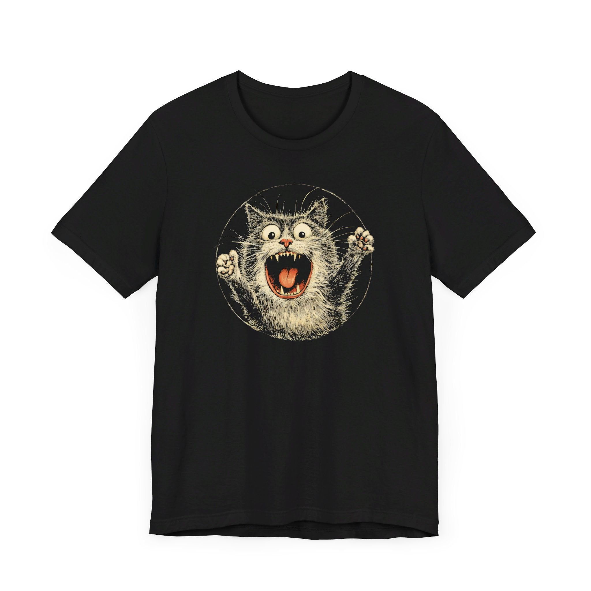 Fierce Cat Graphic Tee – Vintage Style Cat Lover Shirt