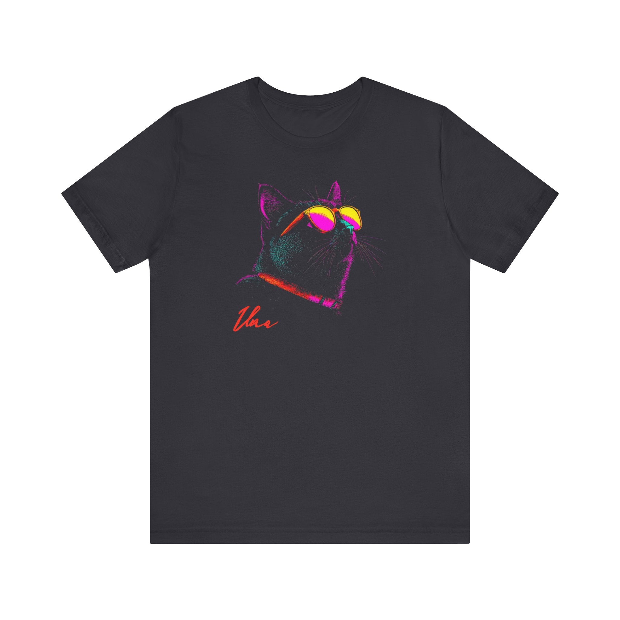Neon Cool Cat Graphic Tee – Retro Vibes Cat Lover Shirt