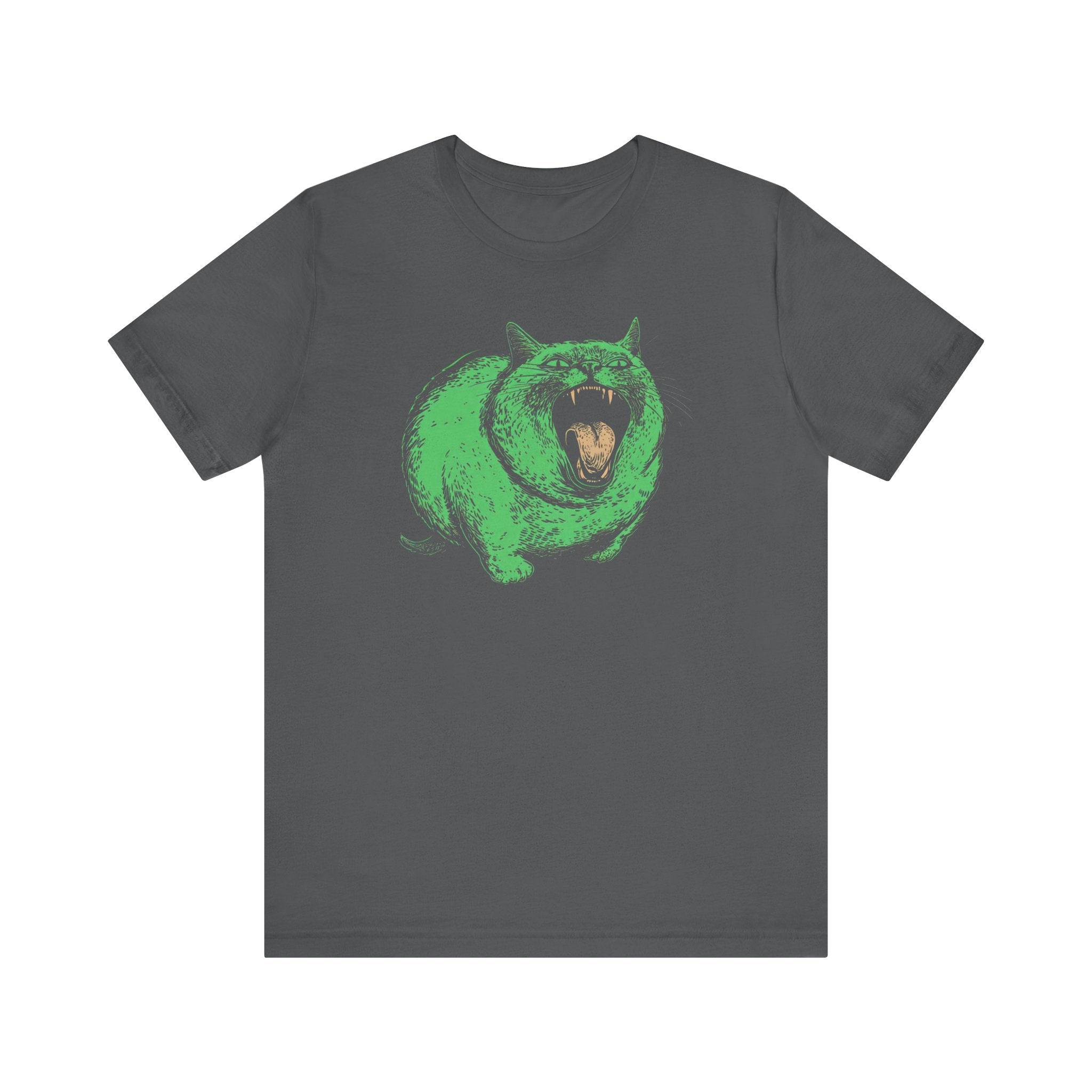Green Monster Cat T-Shirt - Fierce Feline Halloween Graphic Tee