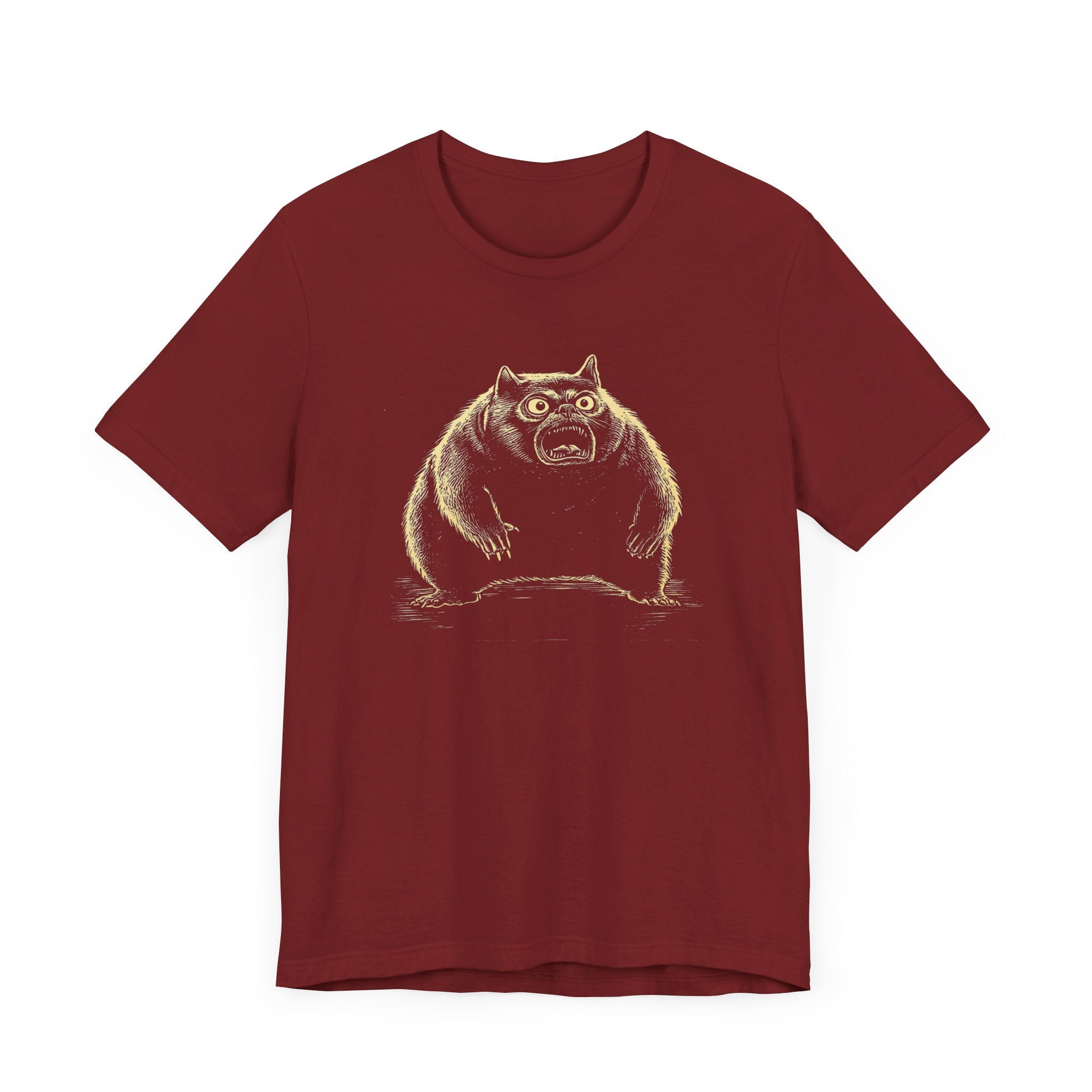 Quirky Angry Cat Illustration T-Shirt – Funny Cat Lover Tee