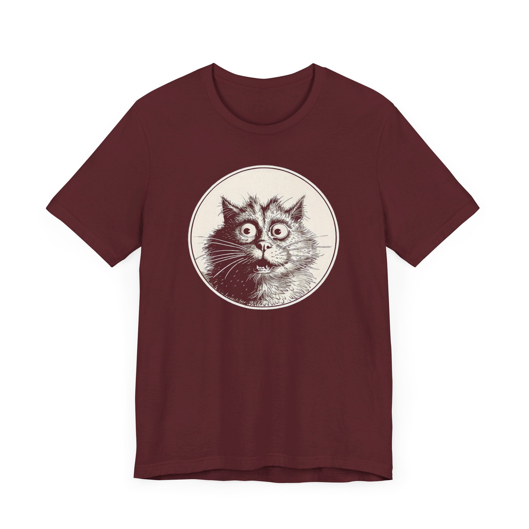 Surprised Cat Graphic Tee – Vintage Style Cat Lover Shirt