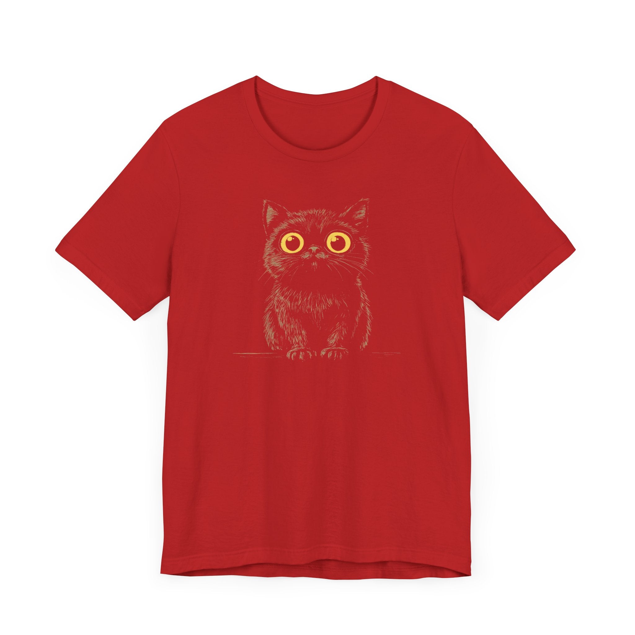 Cute Wide-Eyed Black Cat Graphic Tee