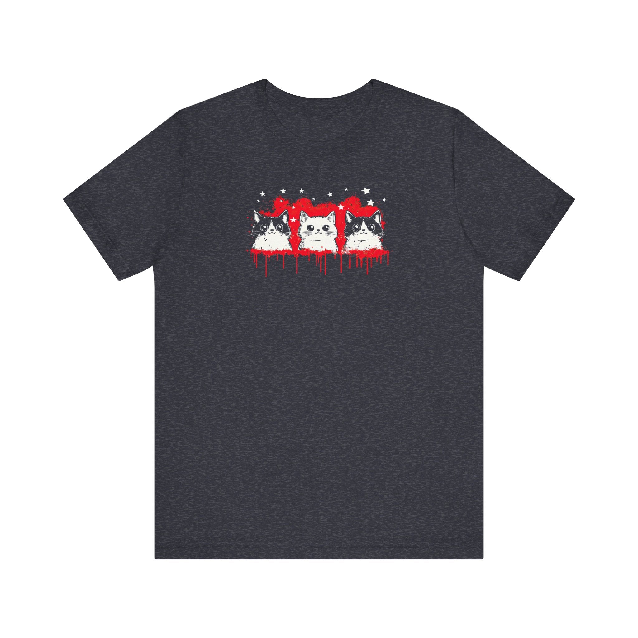 Triple Cat Drip Graphic Tee – Cool Cats in Stars and Stripes Shirt