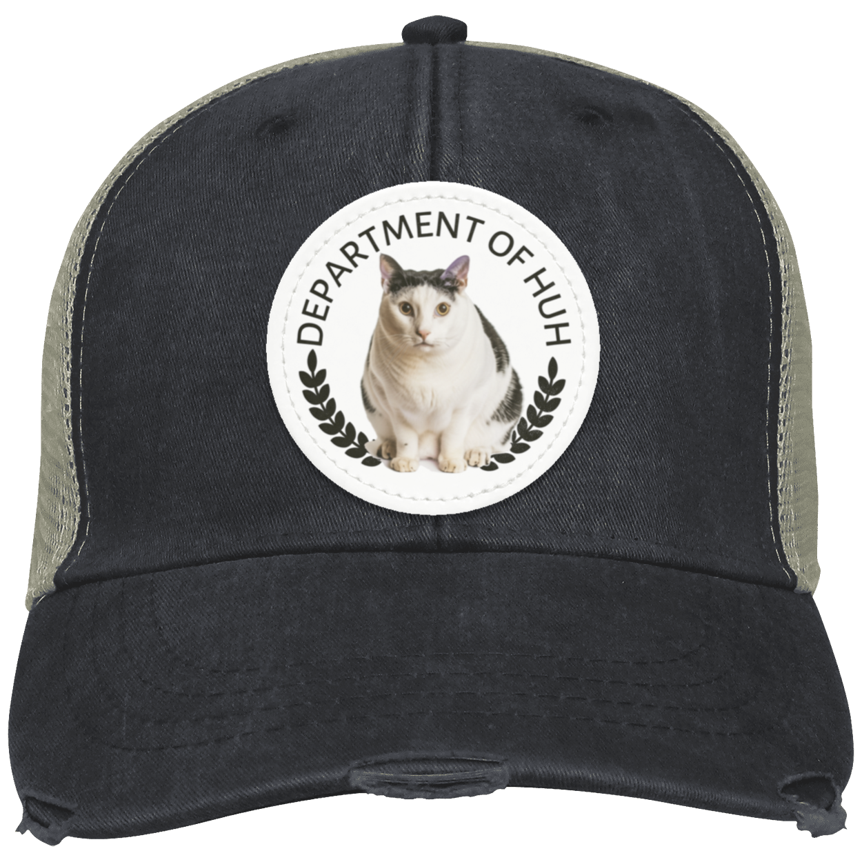 Cat Meme Depart of HUH Distressed Ollie Cap - Patch