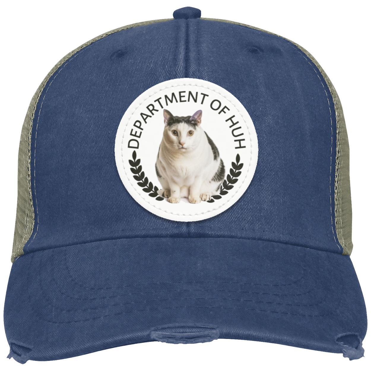 Cat Meme Depart of HUH Distressed Ollie Cap - Patch